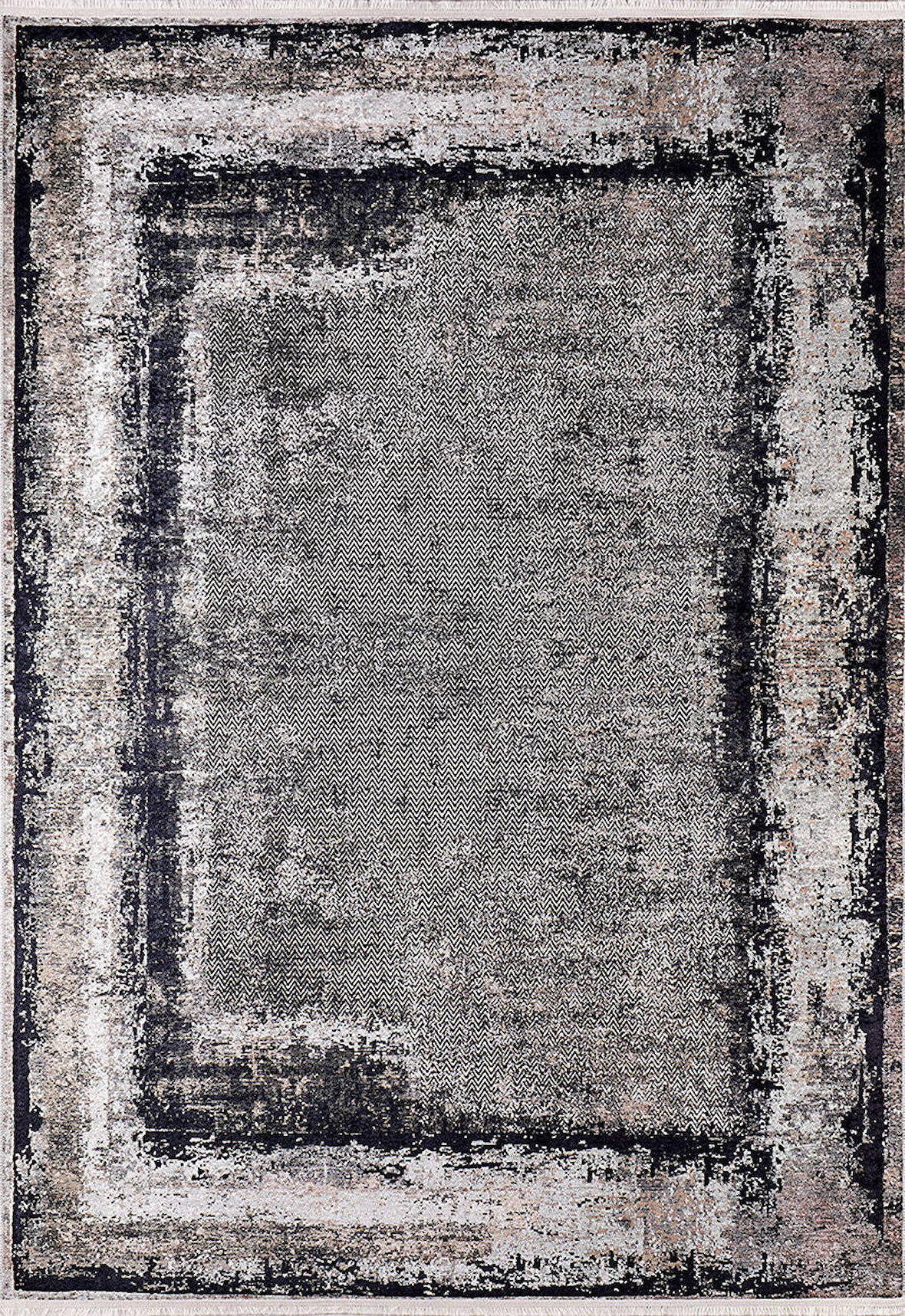 Modern Antrasit Dijital Baskı Hipoalerjenik Kaymaz Taban Halı Yolluk HA192