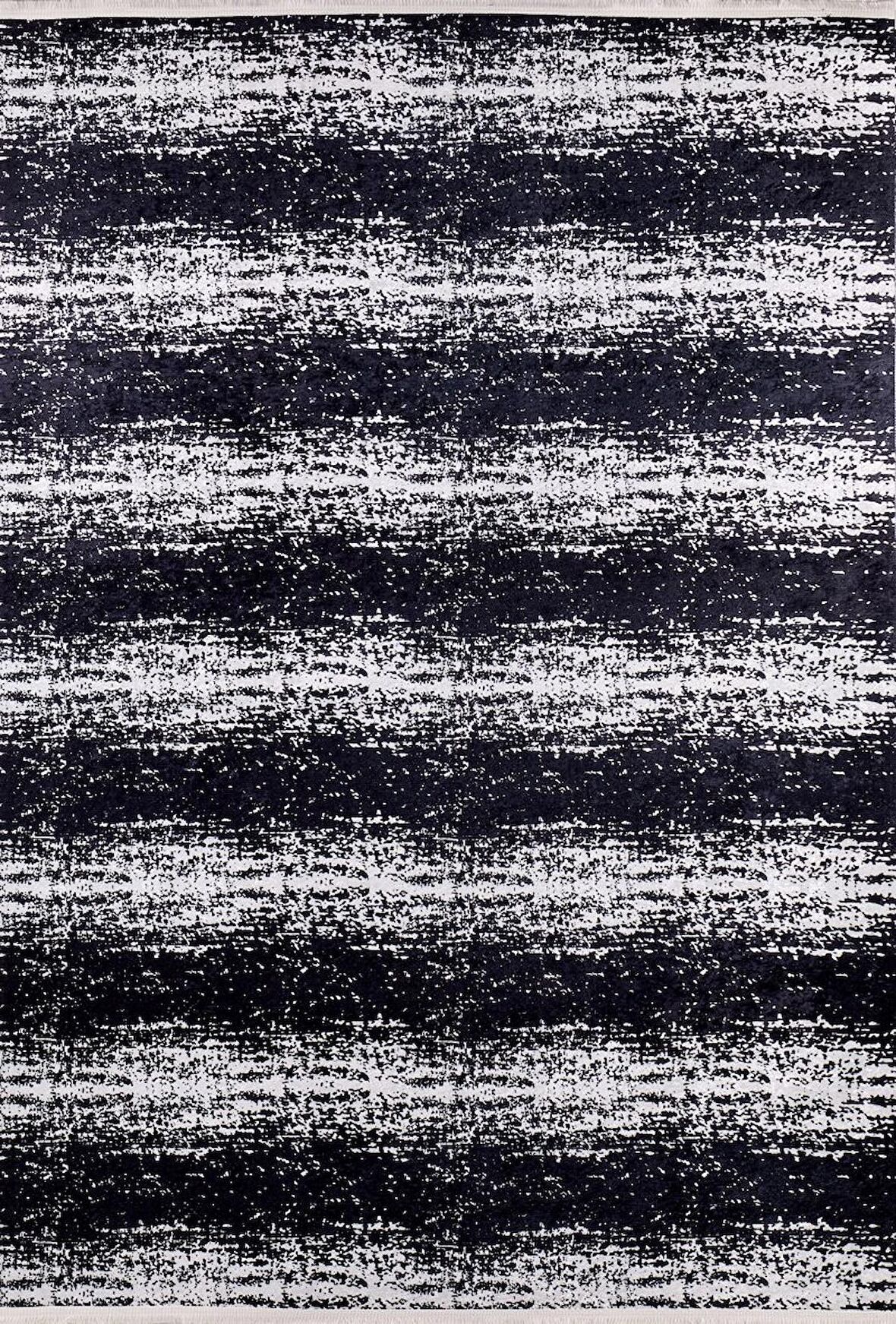 Modern Siyah Dijital Baskı Hipoalerjenik Kaymaz Taban Halı Yolluk HA186 