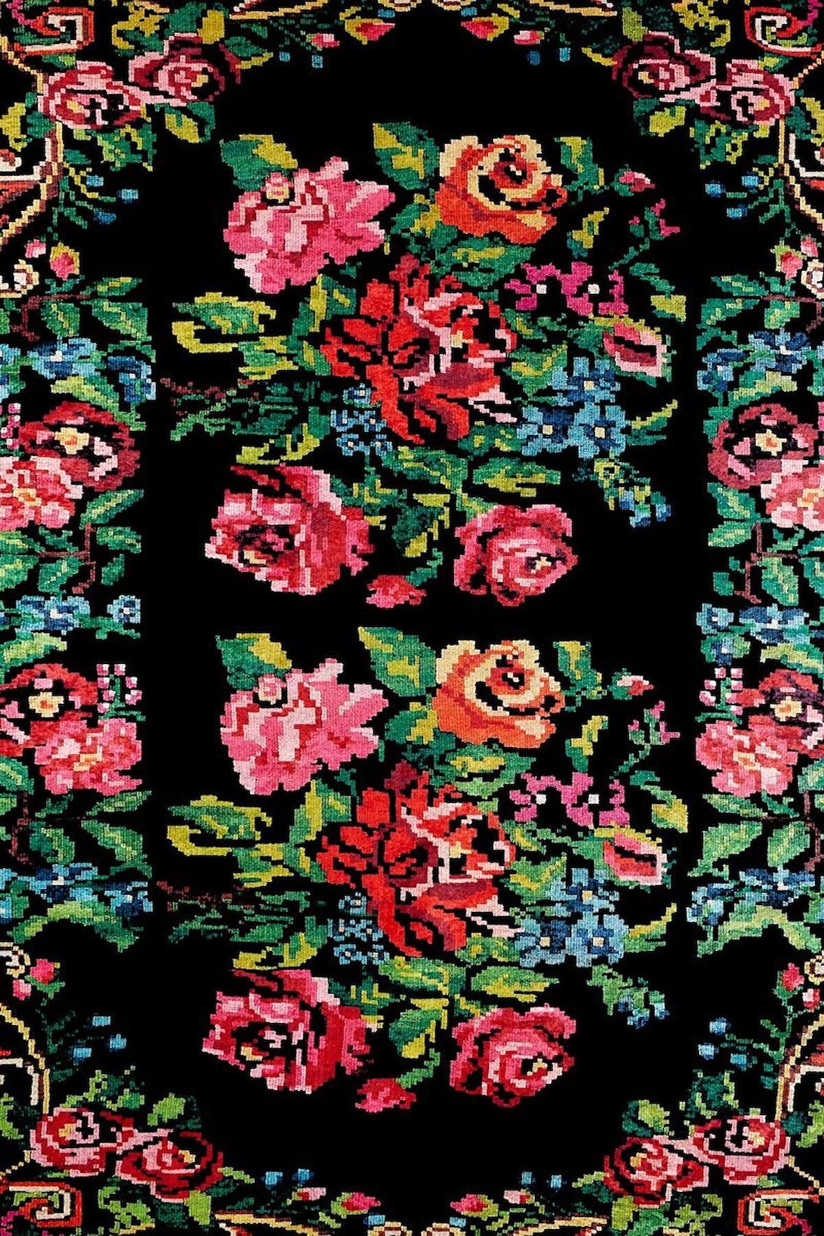 Klasik Siyah Salon&Oturma Odası Yolluk&Yatak Odası Dijital Baskılı Makinede Yıkanabilir Kaymaz Taban Saçaklı Halı HK037  