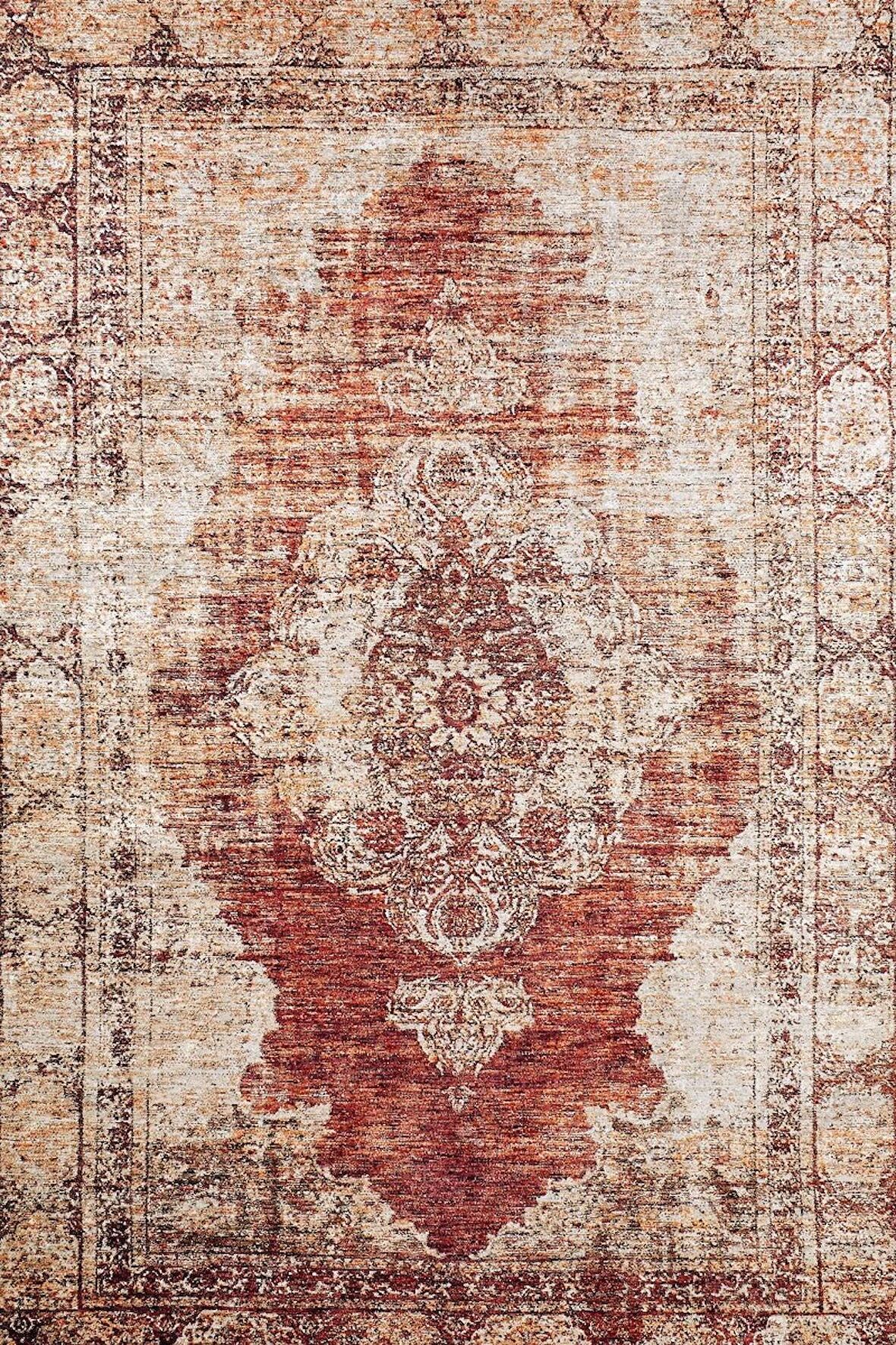 Klasik Kahverengi Salon&Oturma Odası Yolluk&Yatak Odası Dijital Baskılı Makinede Yıkanabilir Kaymaz Taban Saçaklı Halı HK048  