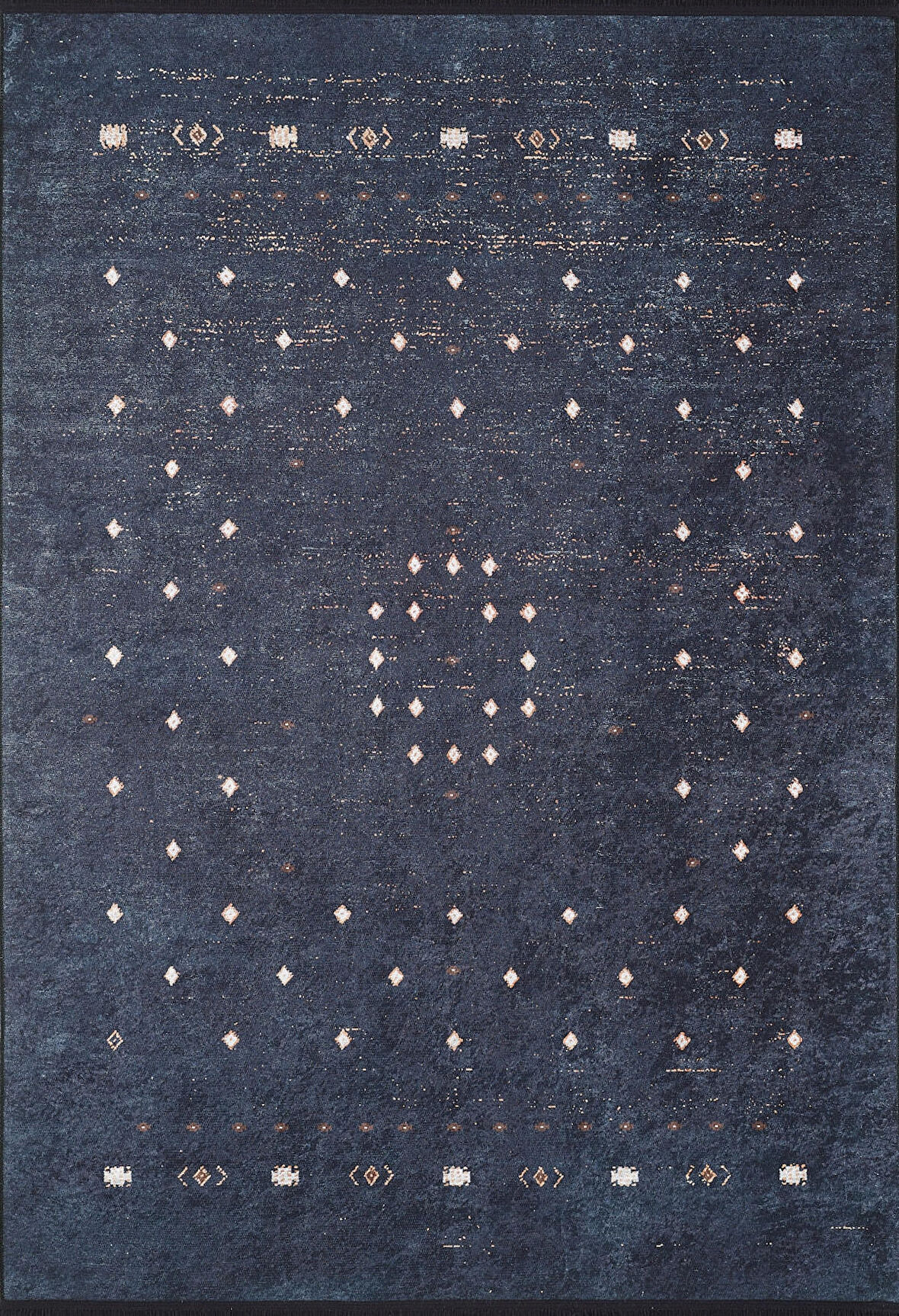 Halı Atölyesi Siyah Salon&Yolluk Dijital Baskılı Makinede Yıkanabilir Kaymaz Taban Saçaklı Halı HA528  