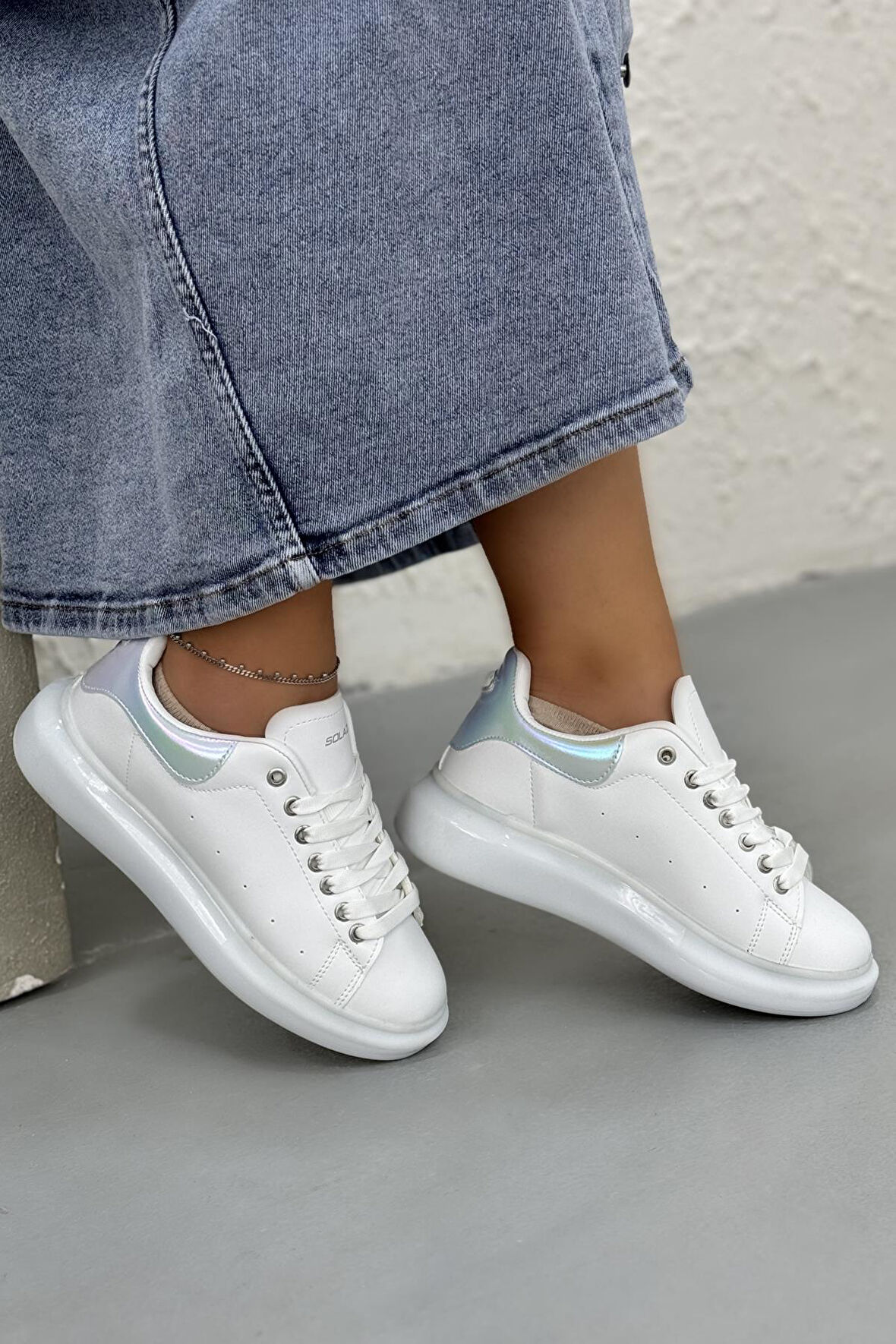 Kadın Ortopedik Şeffaf Taban Cilt Sneaker Günlük Spor Ayakkabı 032