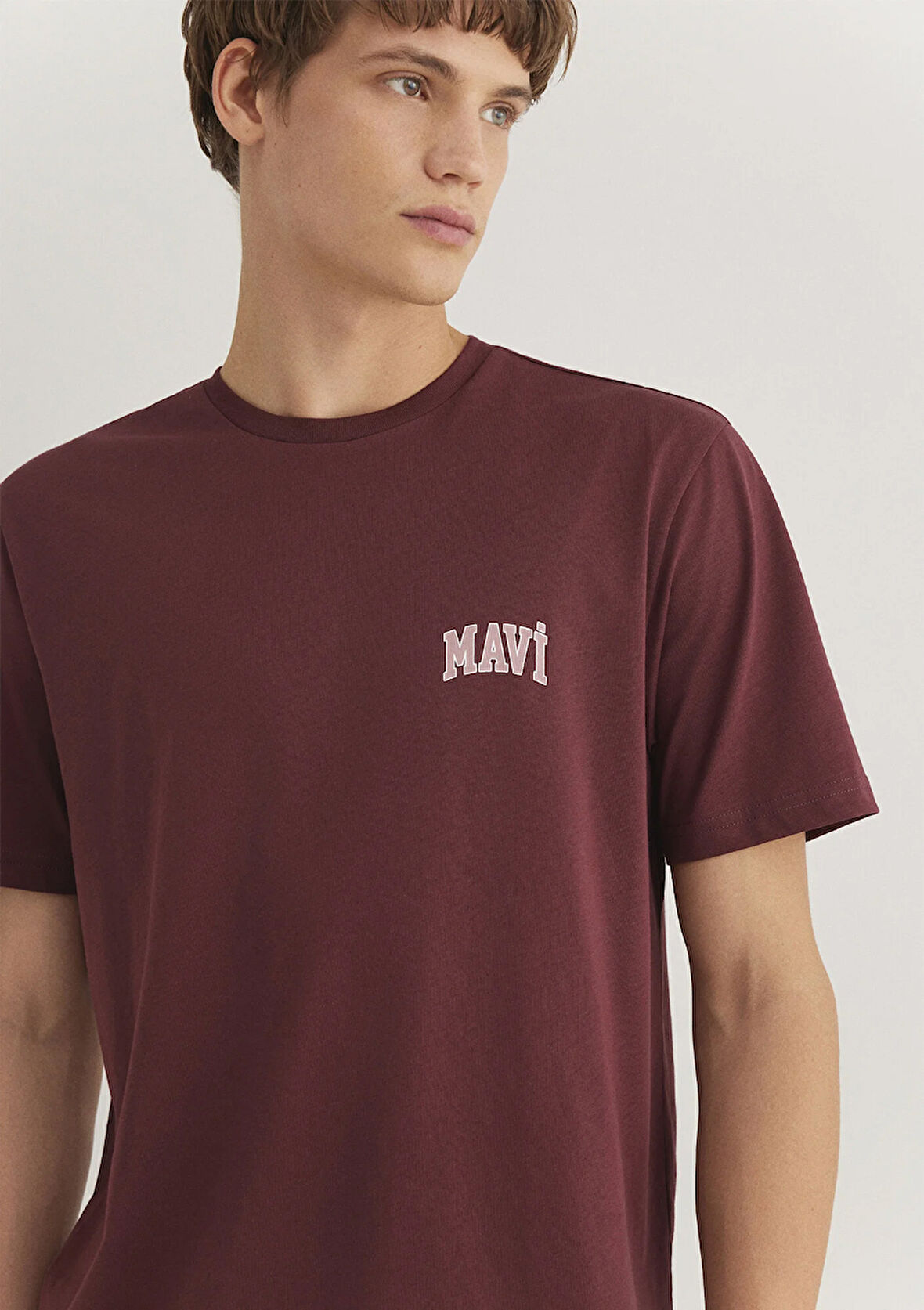Mavi Logo Baskılı Bordo Tişört 0611714-70396