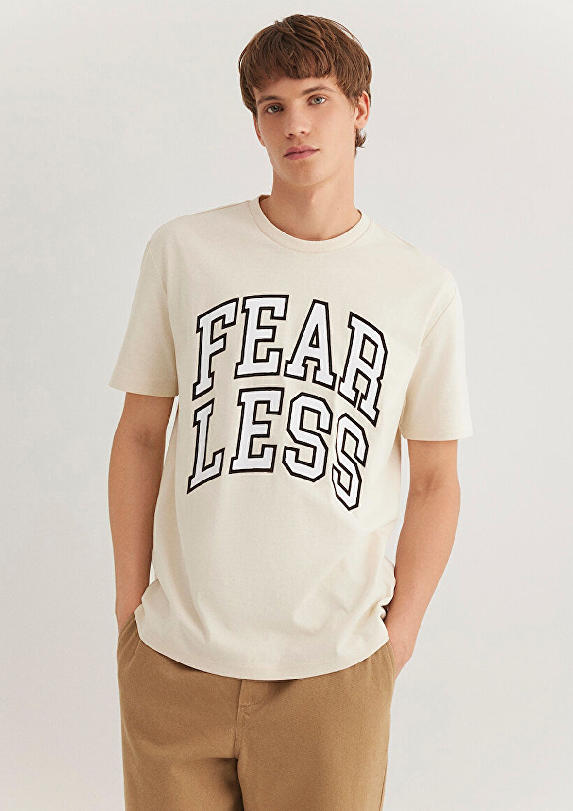 Mavi Fearless Erkek T-Shirt M0612475-70055 Açık Bej