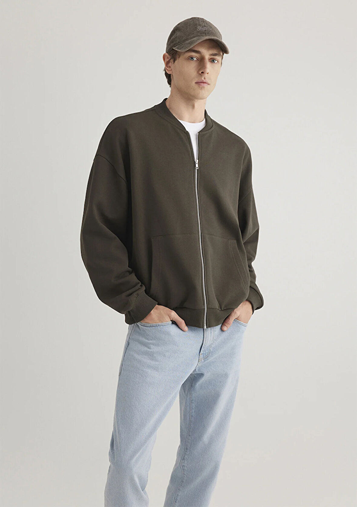 Fermuarlı Haki Sweatshirt 0S10316-71587