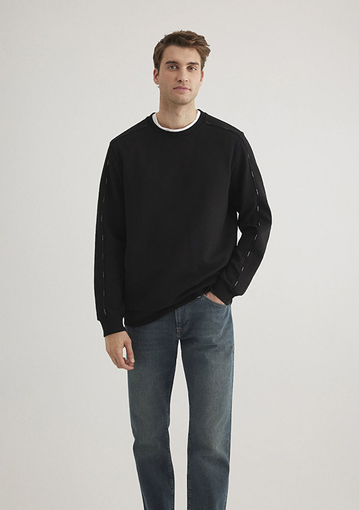 Bisiklet Yaka Siyah Sweatshirt 0S10329-900