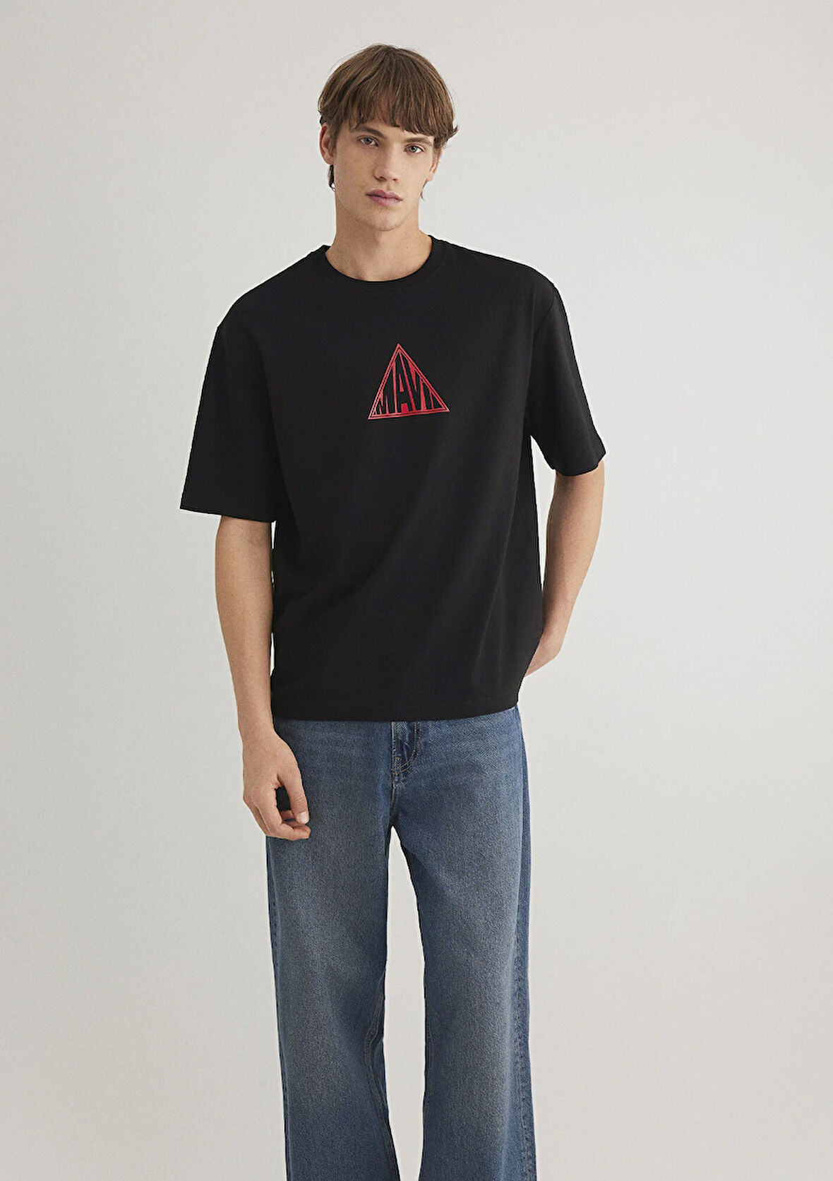 Mavi Baskılı Siyah Tişört 0612524-900