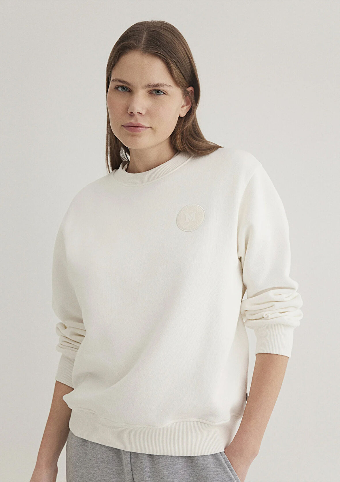 Bisiklet Yaka Ekru Sweatshirt 1S10296-70057