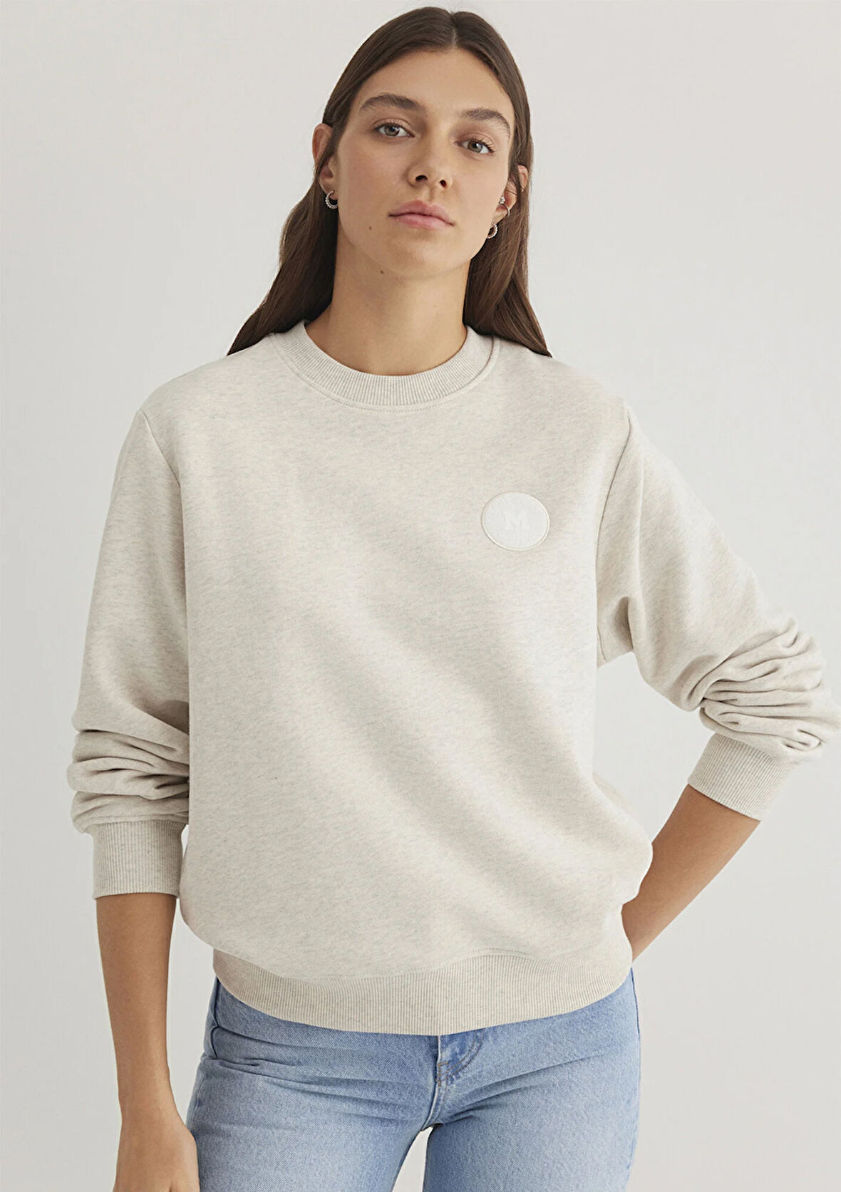 Bisikket Yaka Gri Sweatshirt 1S10296-85438