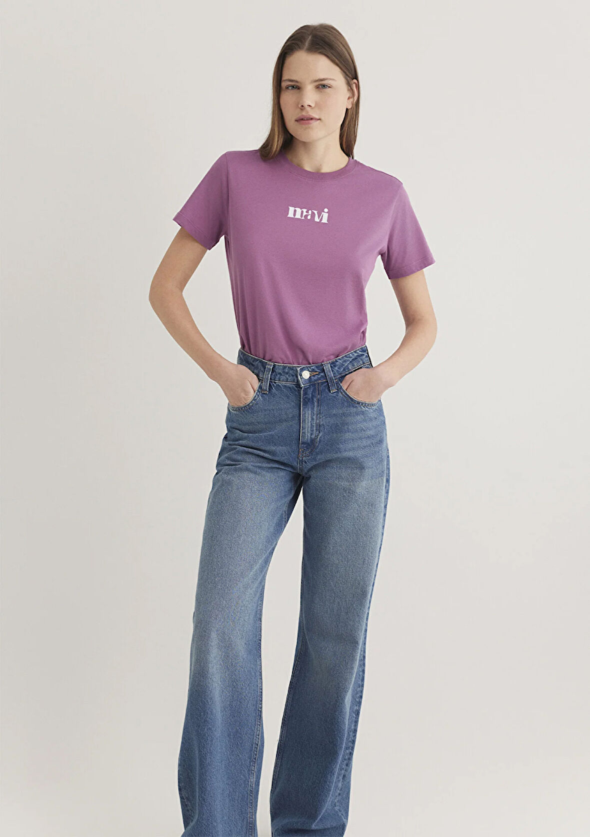 Mavi Baskılı Pembe Tişört 1612241-70987