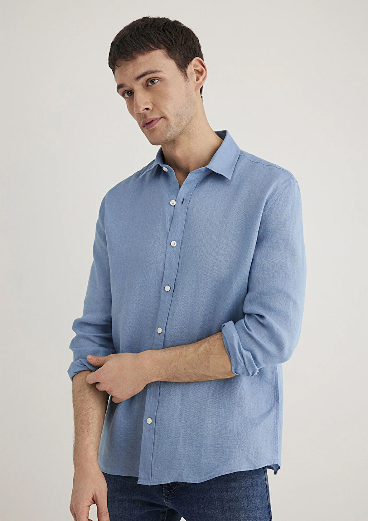 Mavi Keten Gömlek 0211466-70731