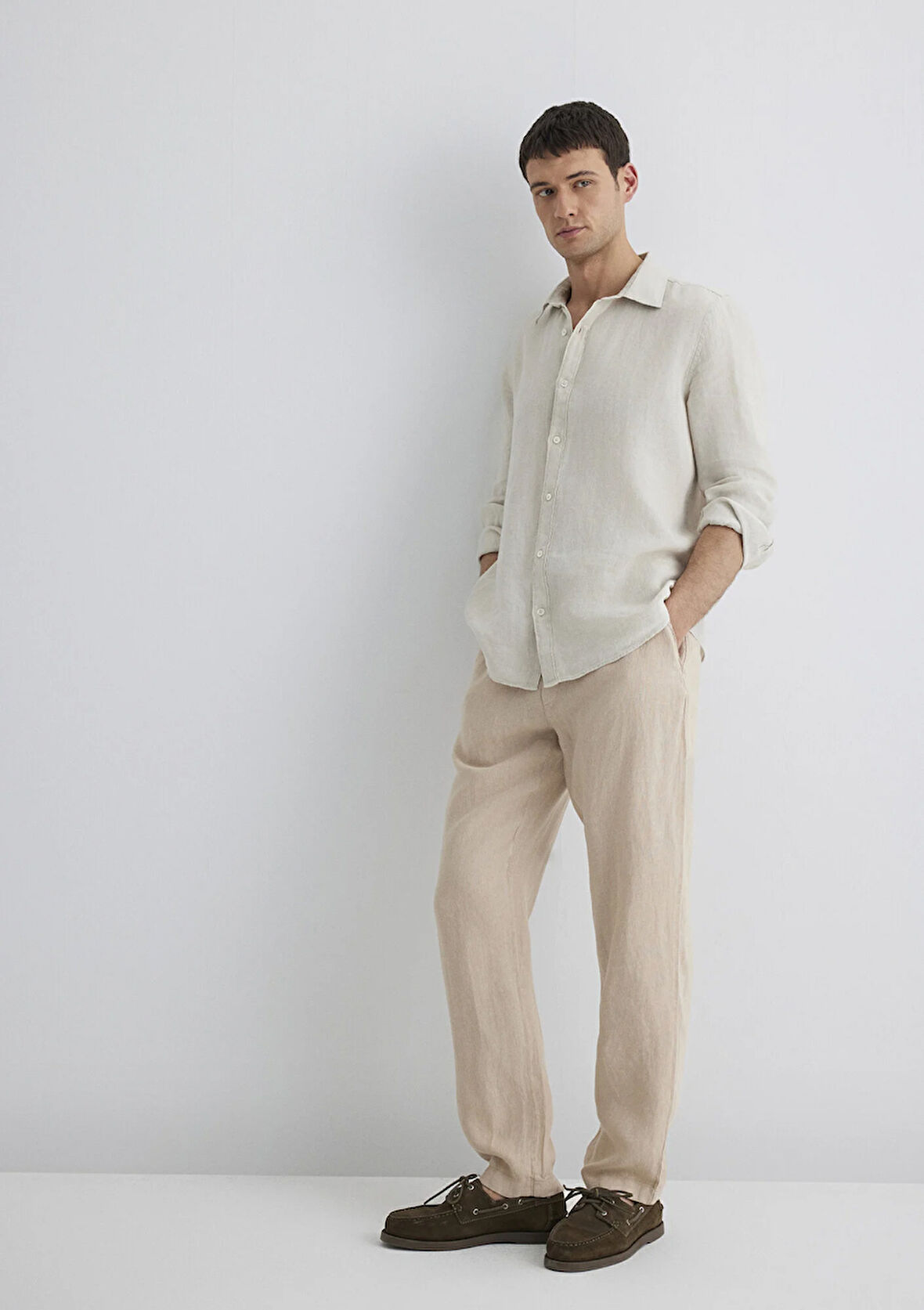 Bej Keten Pantolon 0010358-70004