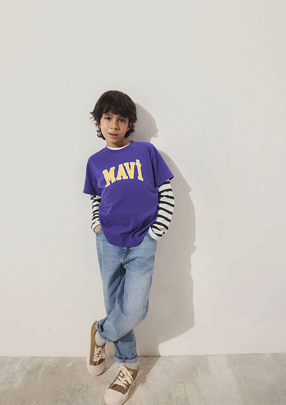 Mavi Logo Baskılı Mor Tişört 6610030-70692