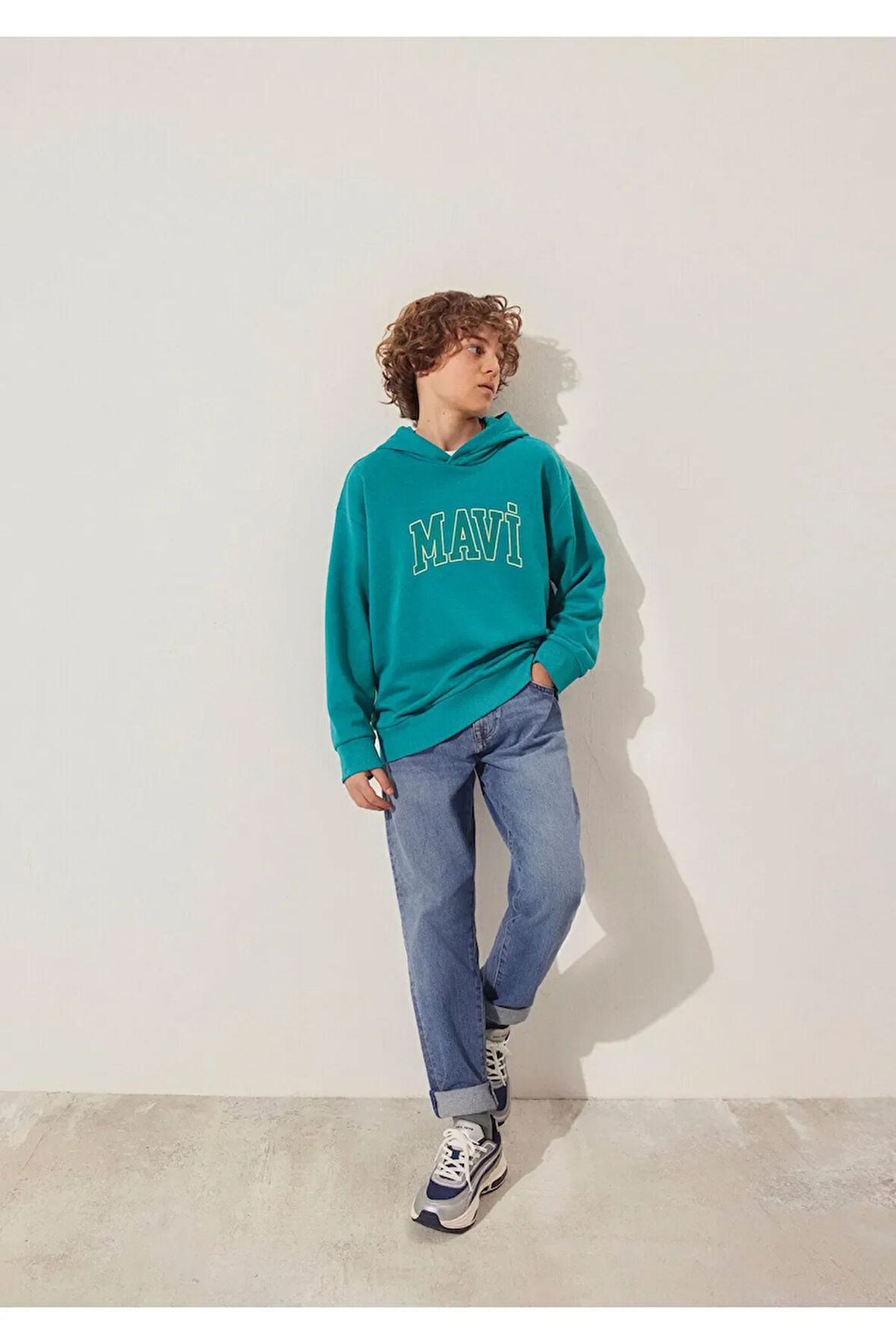 Logo Baskılı Kapüşonlu Yeşil Sweatshirt 6s10113-32449