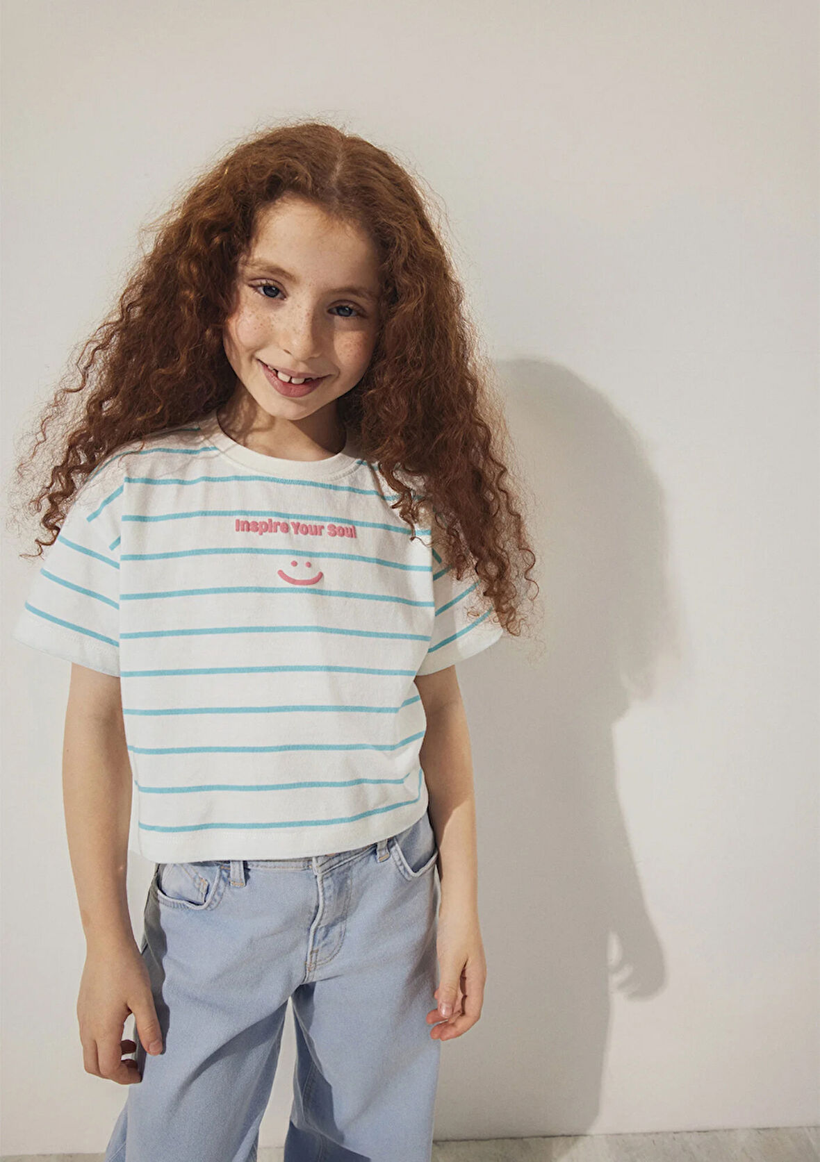 Baskılı Yeşil Çizgili Tişört 7610272-89543