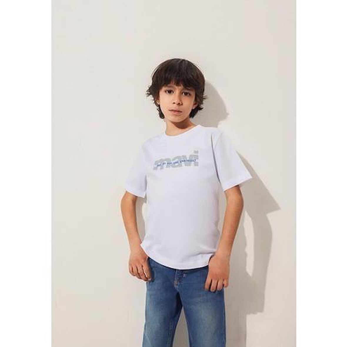 MAVİ BASKILI LOGO TİŞÖRT