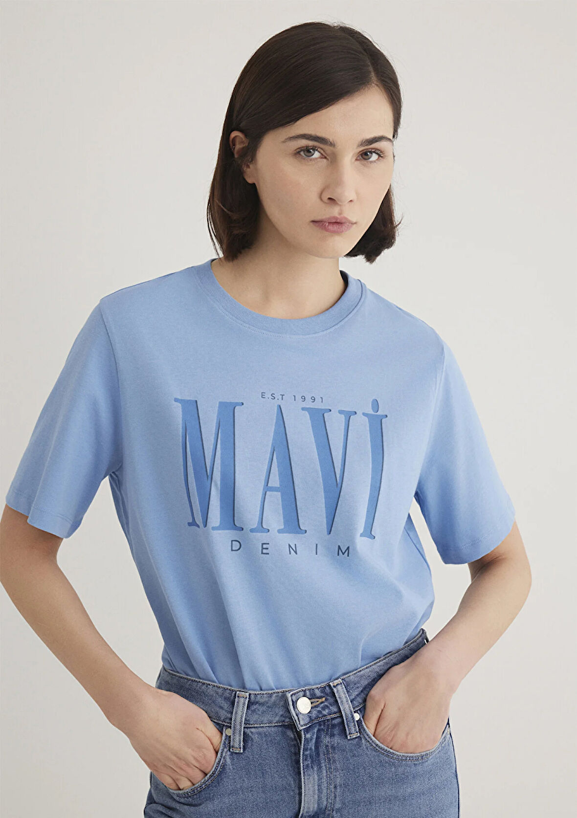 Mavi Logo Baskılı Mavi Tişört 1611990-70834
