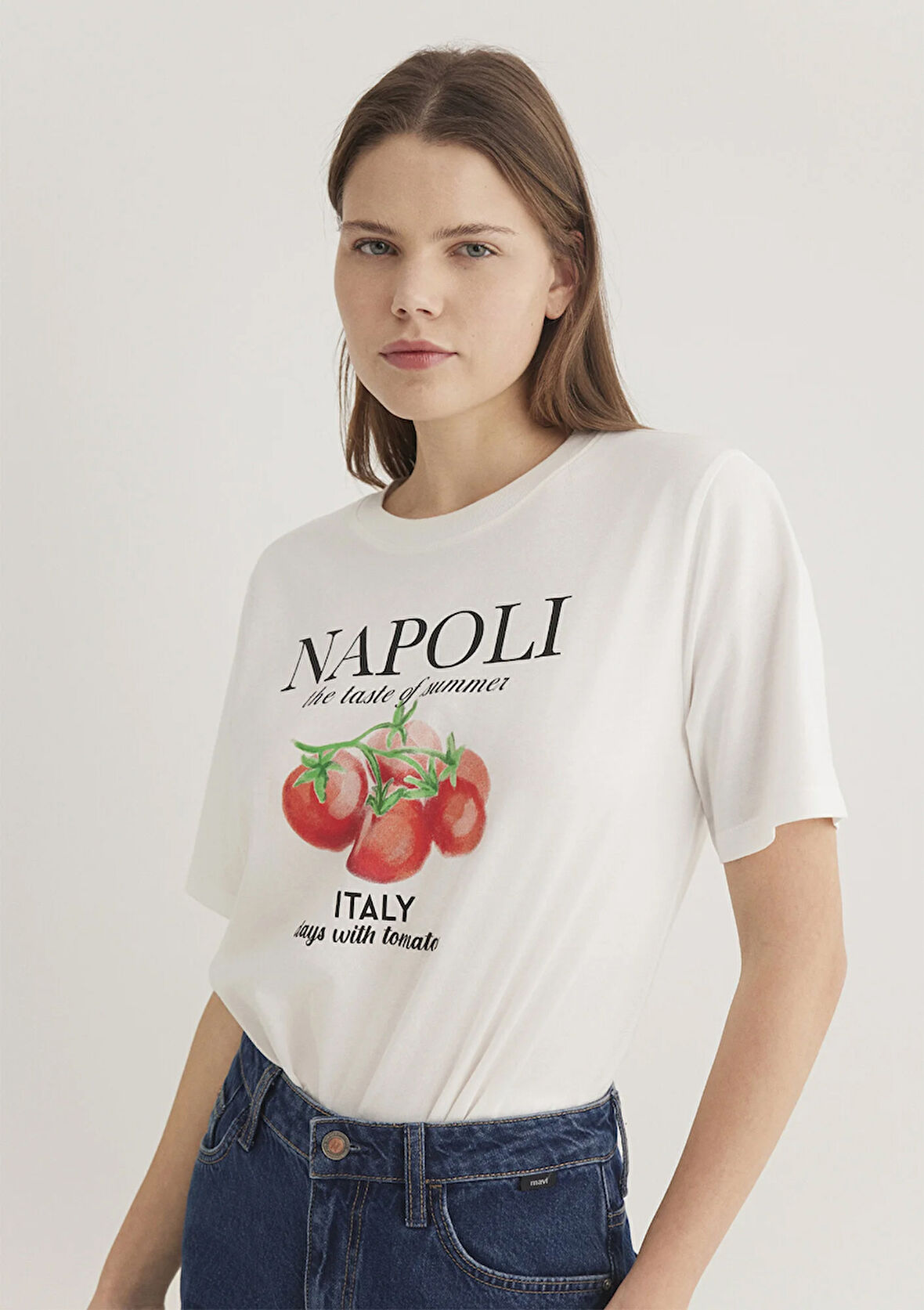 Napoli Baskılı Ekru Tişört 1613056-70057