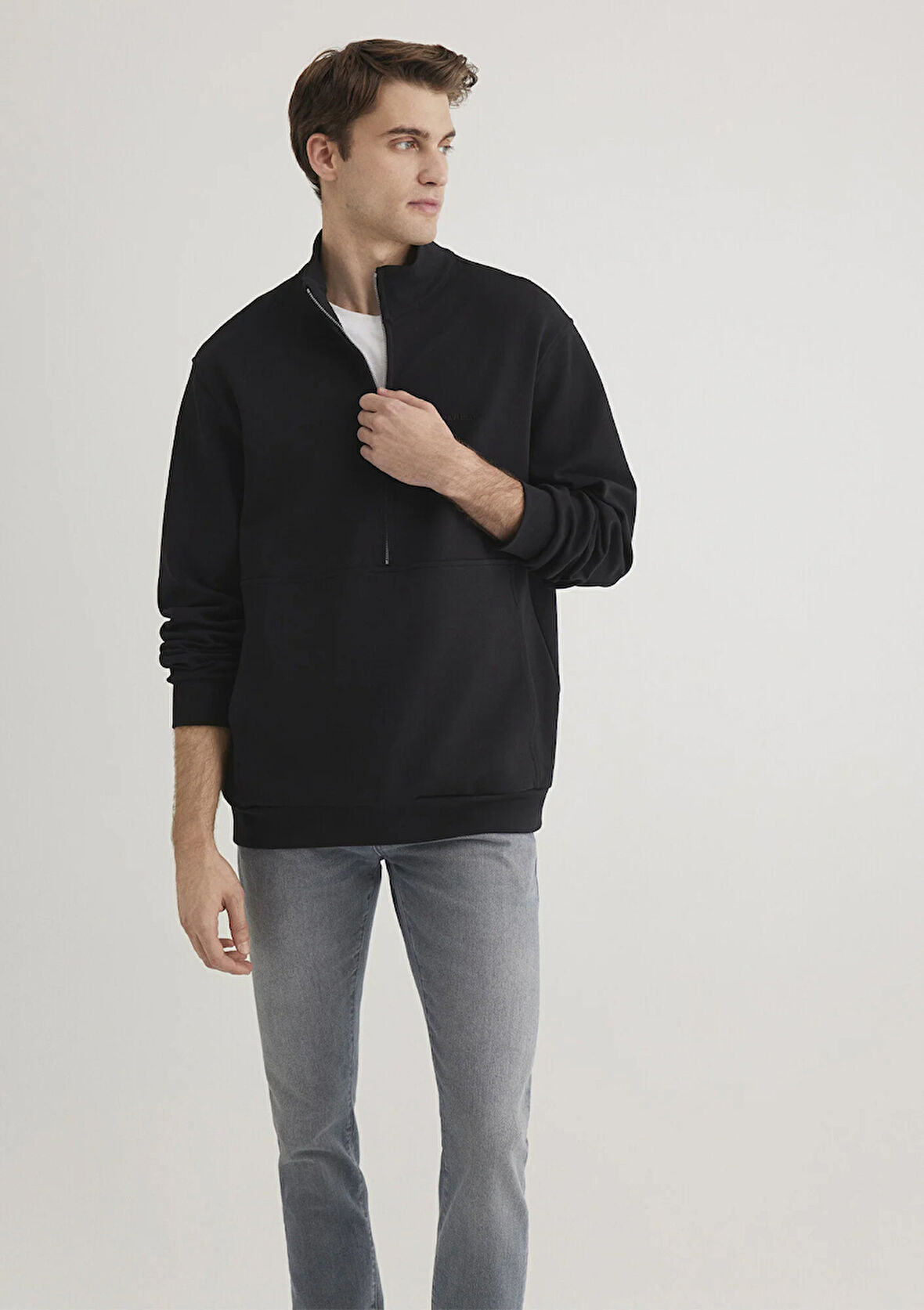 Yarı Fermuarlı Siyah Sweatshirt 0S10331-900