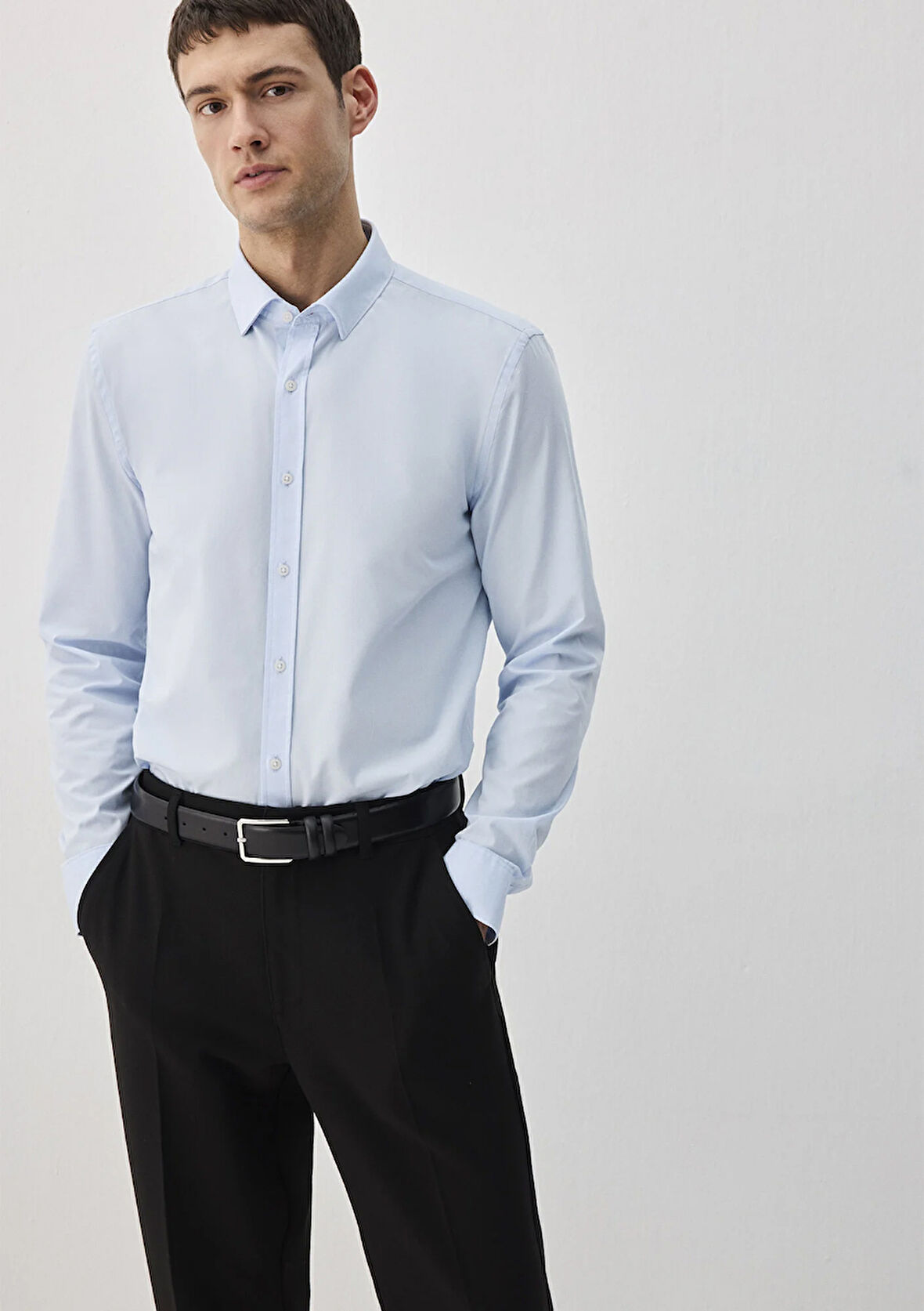 Kolay Ütülenebilir Mavi Gömlek 0211571-90160