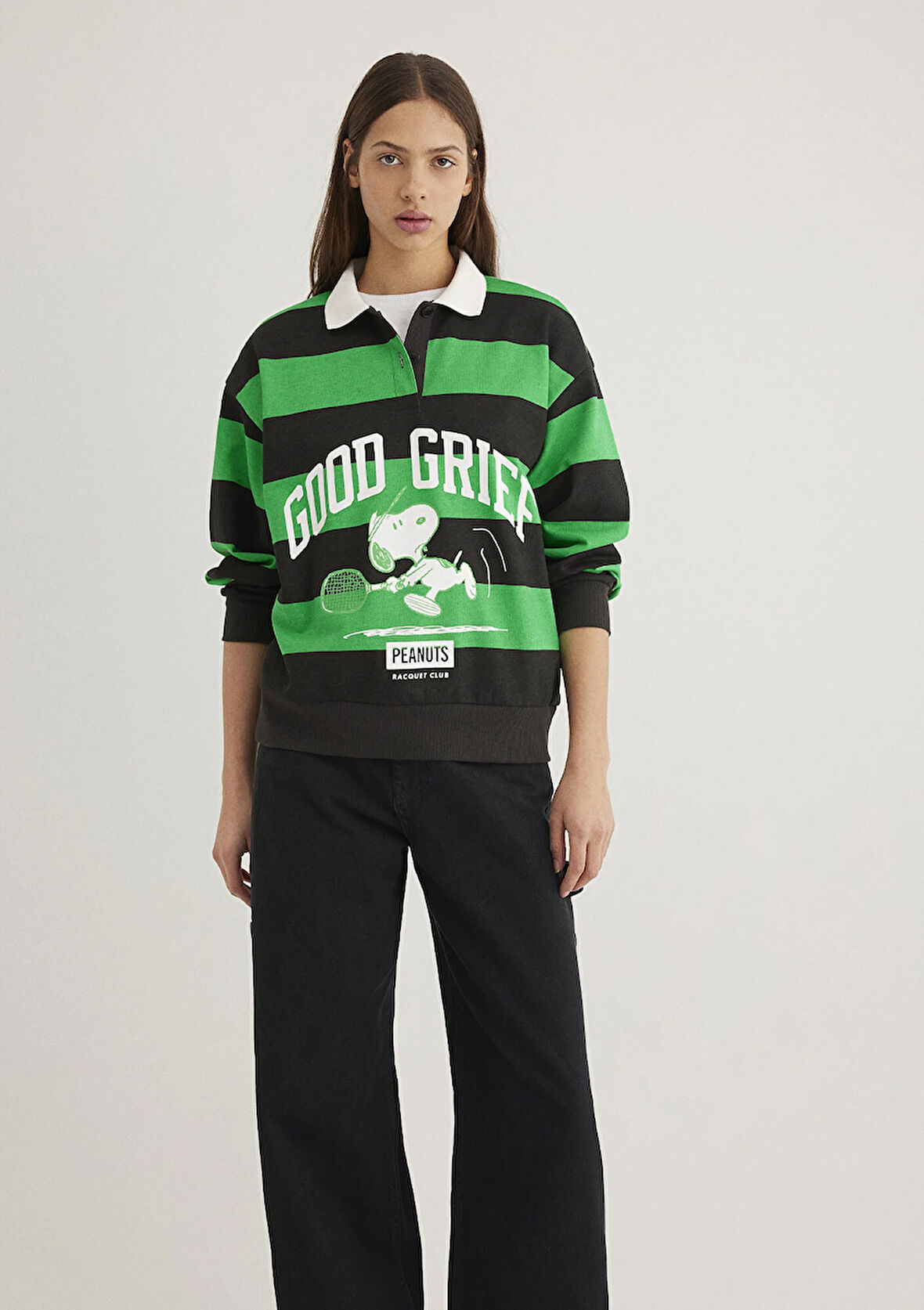 Peanuts Baskılı Siyah Sweatshirt 1S10342-89943