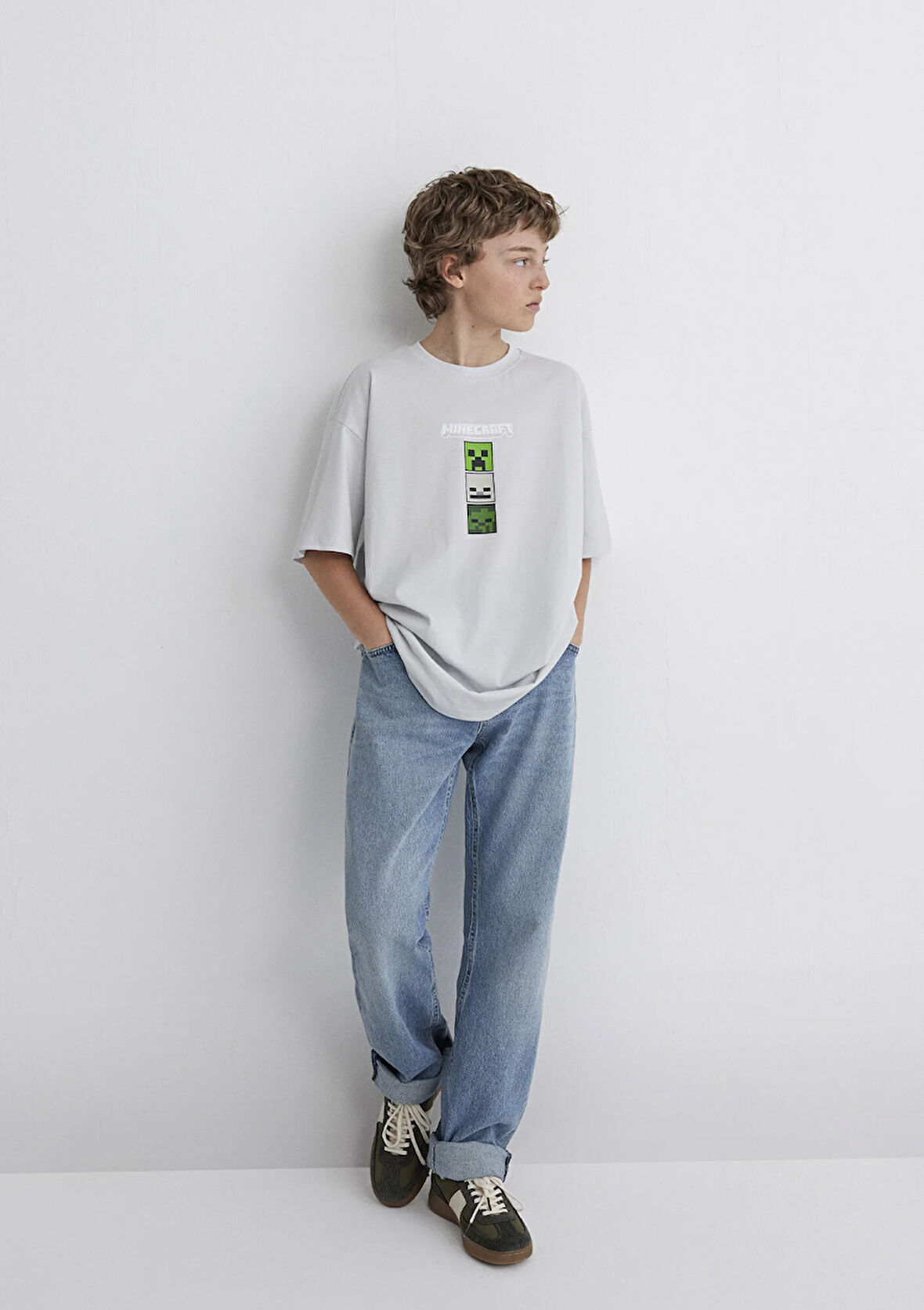 Minecraft Baskılı Gri Tişört 6610344-80618