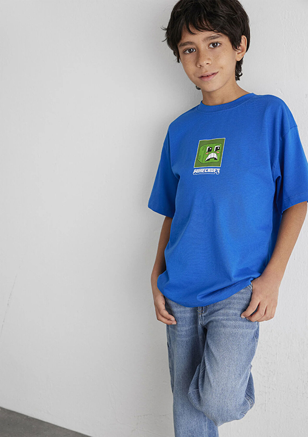 Minecraft Baskılı Mavi Tişört 6610342-82491