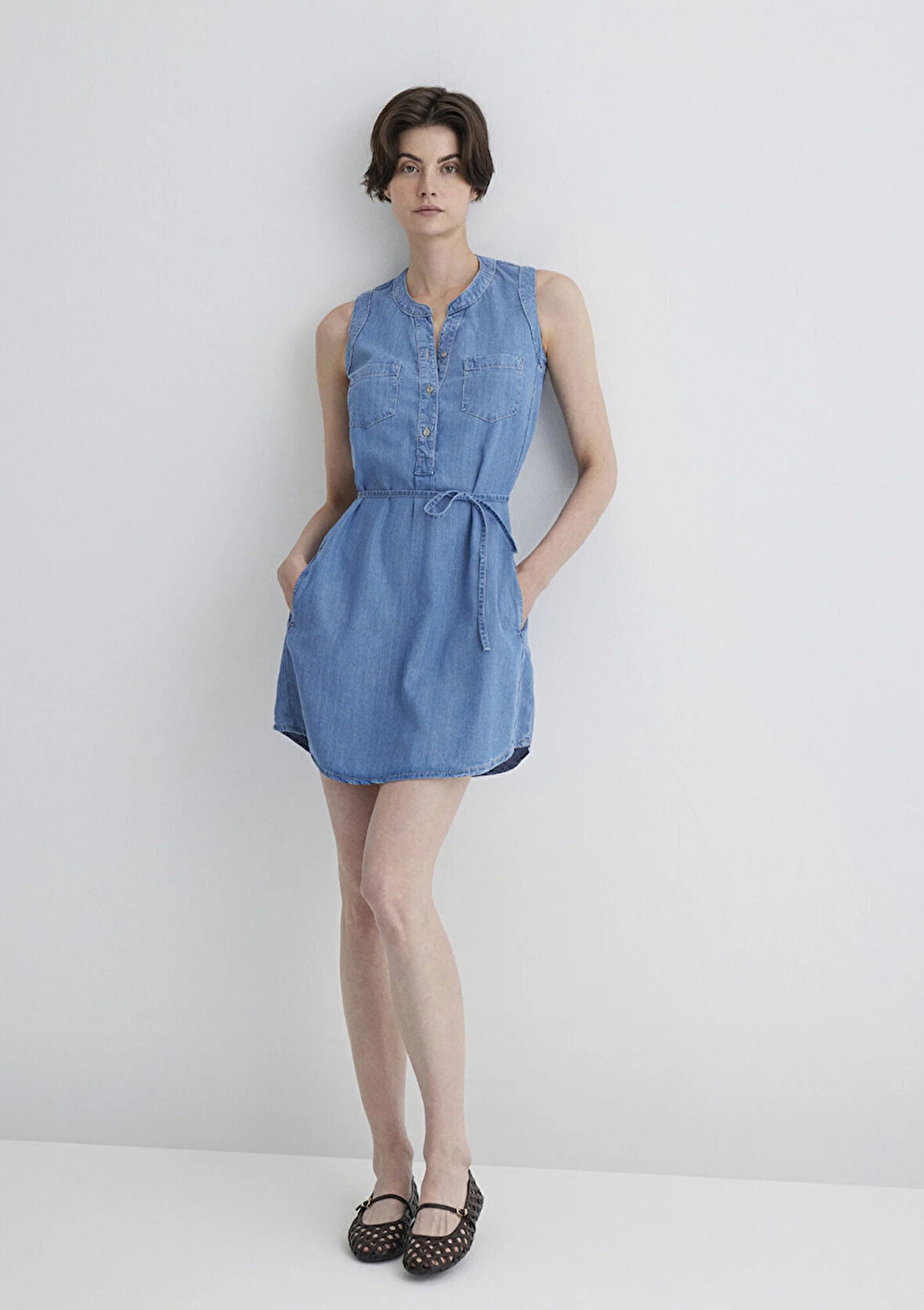 Suzy Gold Klasik Açık Mavi Jean Elbise 130317-89756