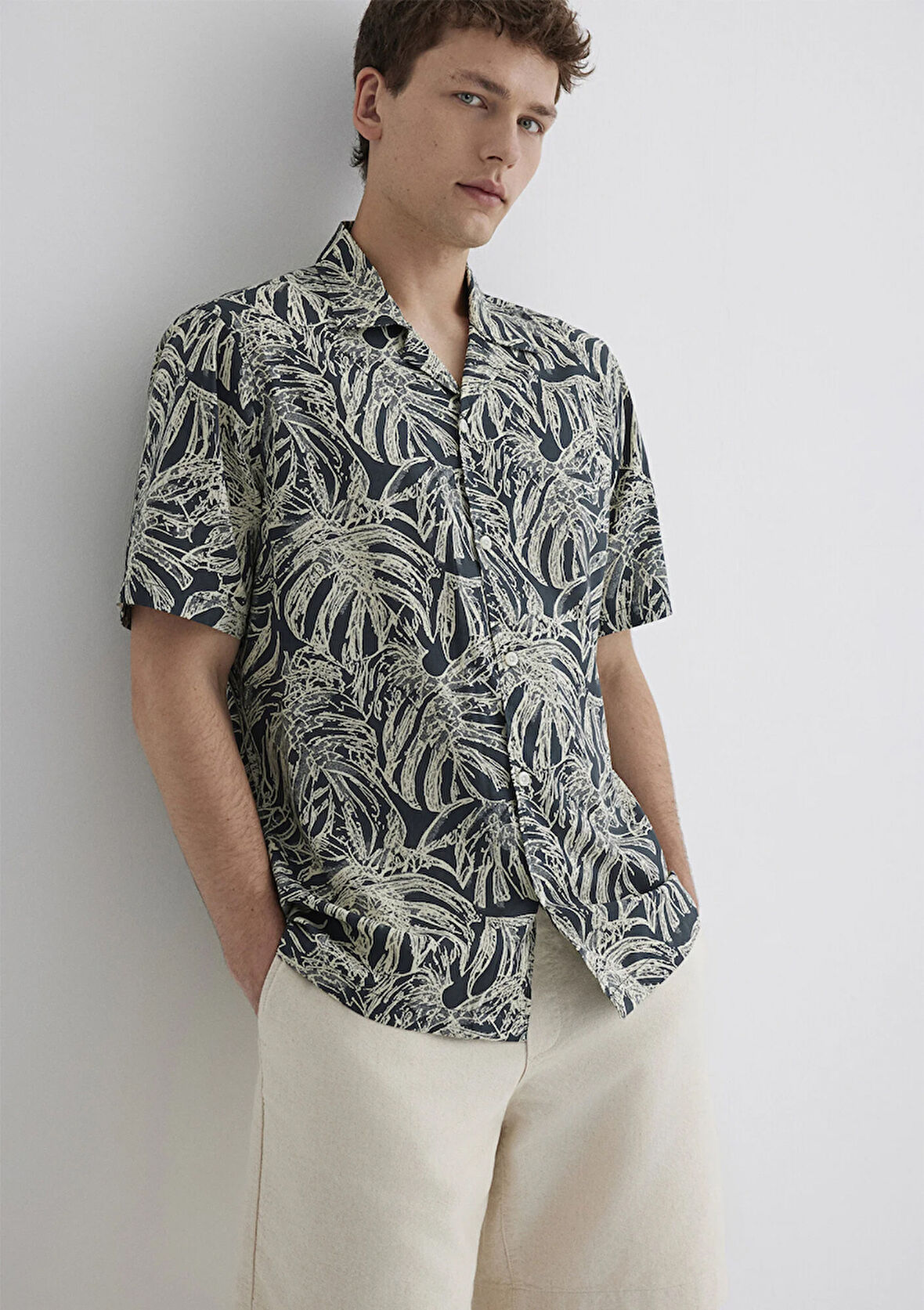 Baskılı Gri Gömlek 0211489-89886