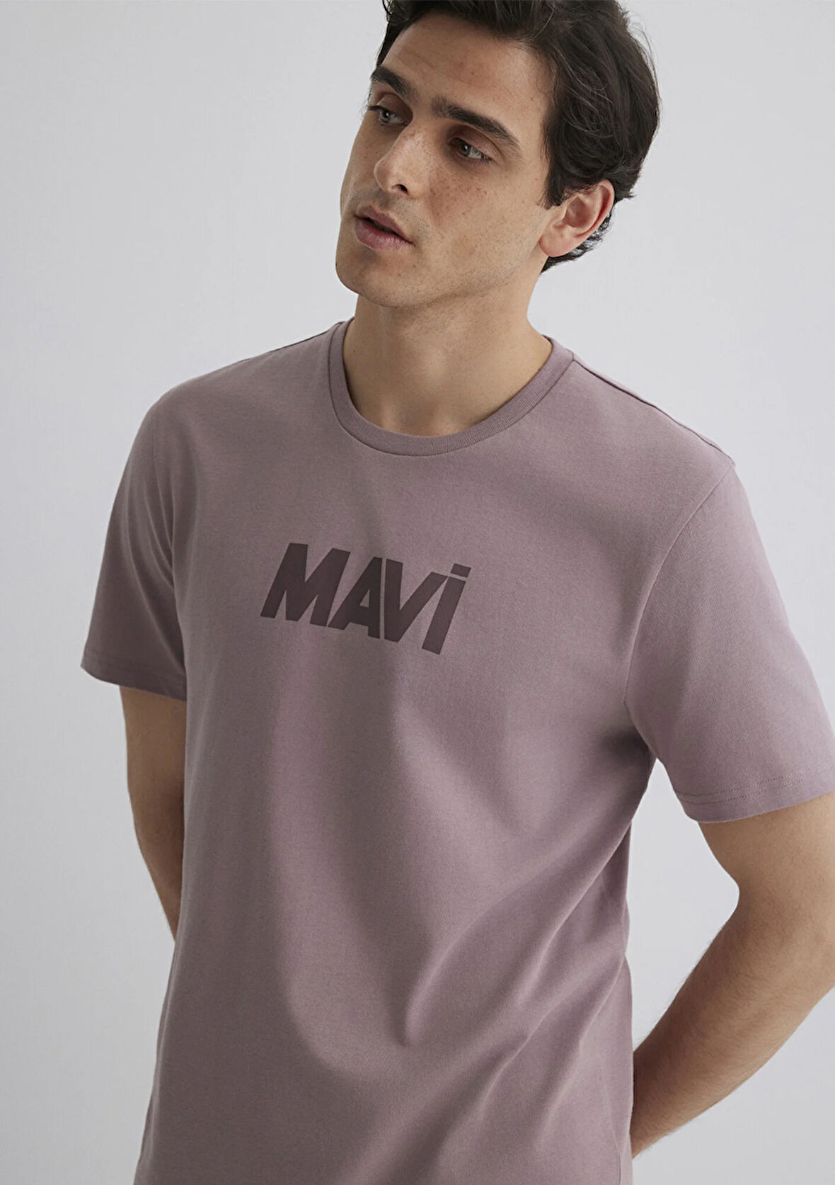 Mavi Logo Baskılı Kahverengi Tişört 066846-89596