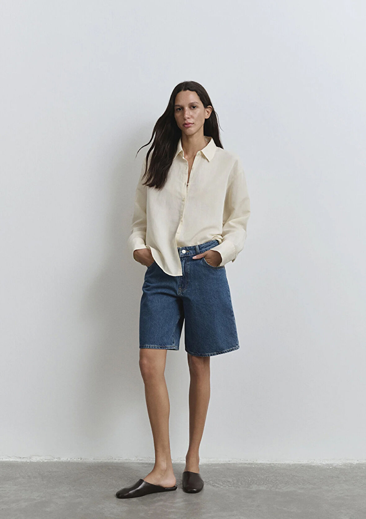 Melina Real Blue Puslu Koyu Mavi Jean Şort 1410144-89745