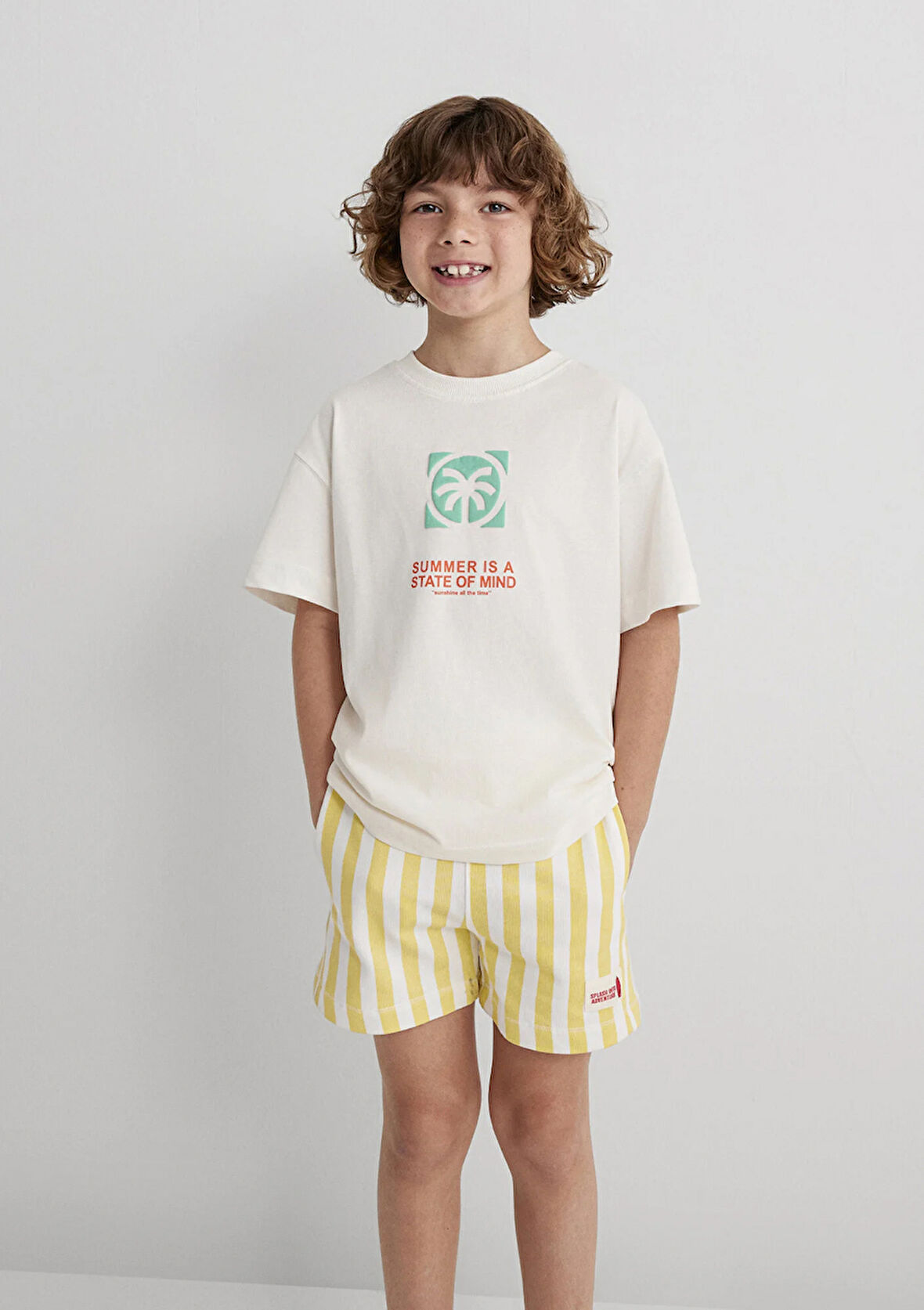 Palmiye Baskılı Ekru Tişört 6610328-70057