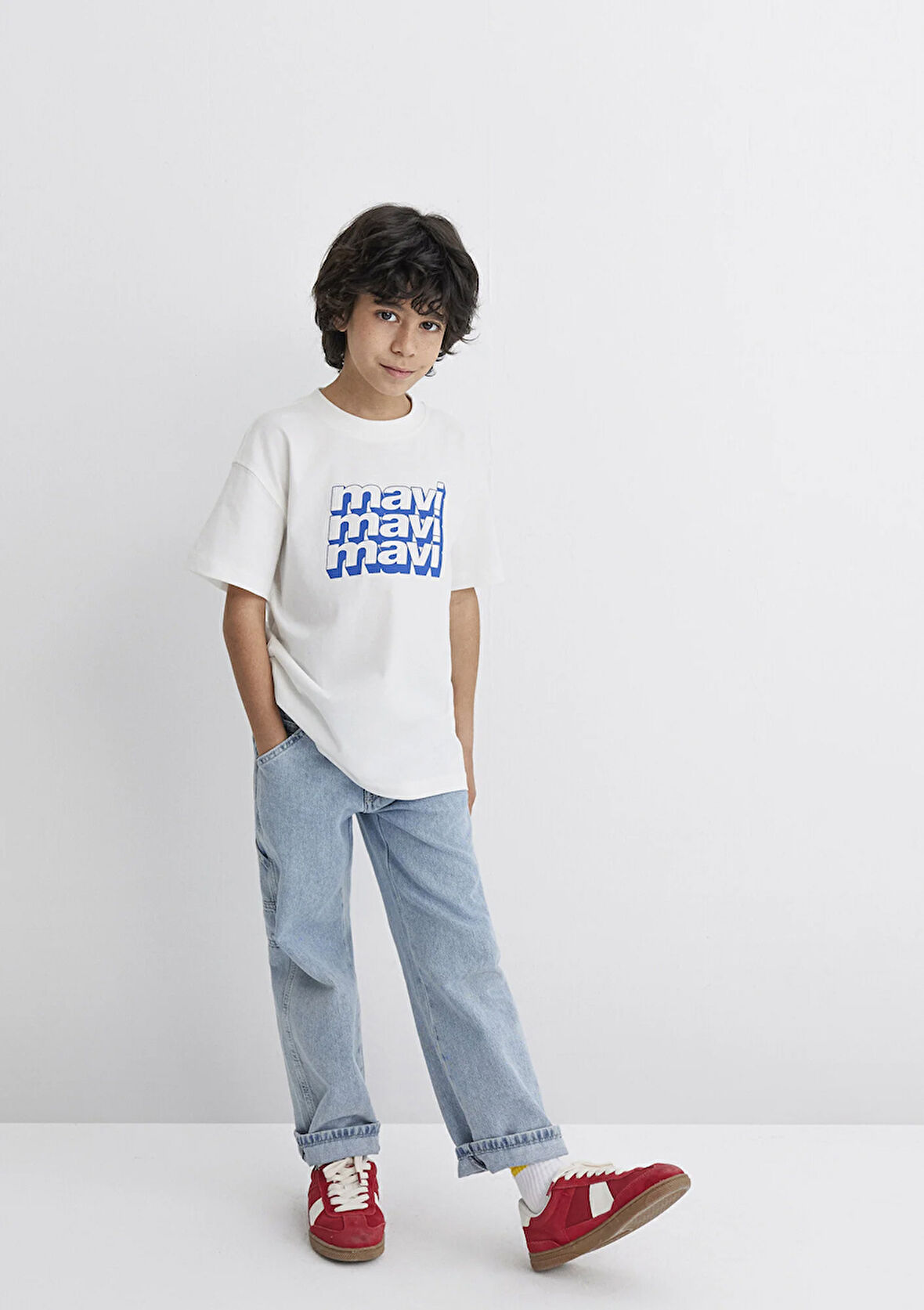 Mavi Logo Baskılı Ekru Tişört 6610284-70057