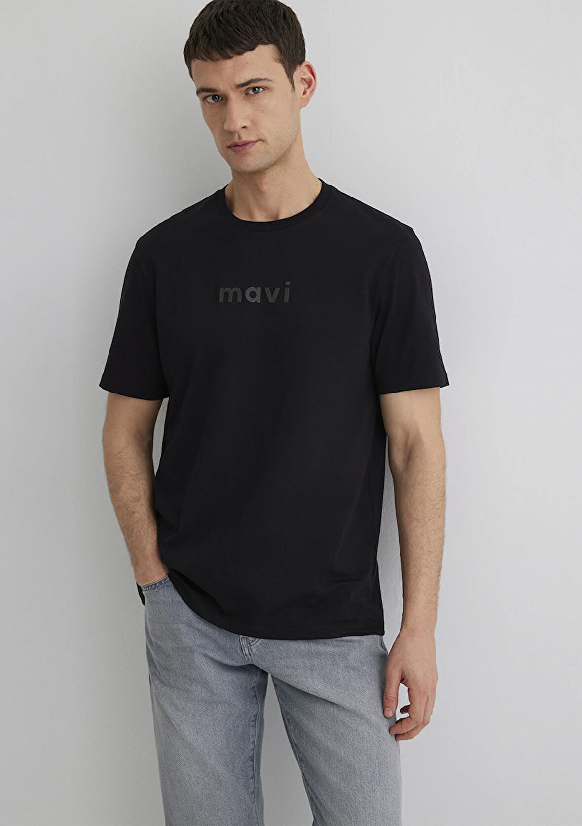 Mavi Baskılı Siyah Tişört 0612732-900
