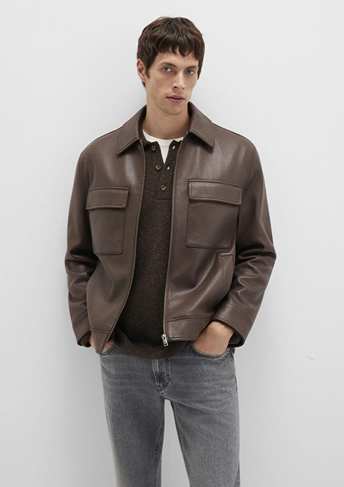 Kahverengi Suni Deri Ceket 0110648-70221