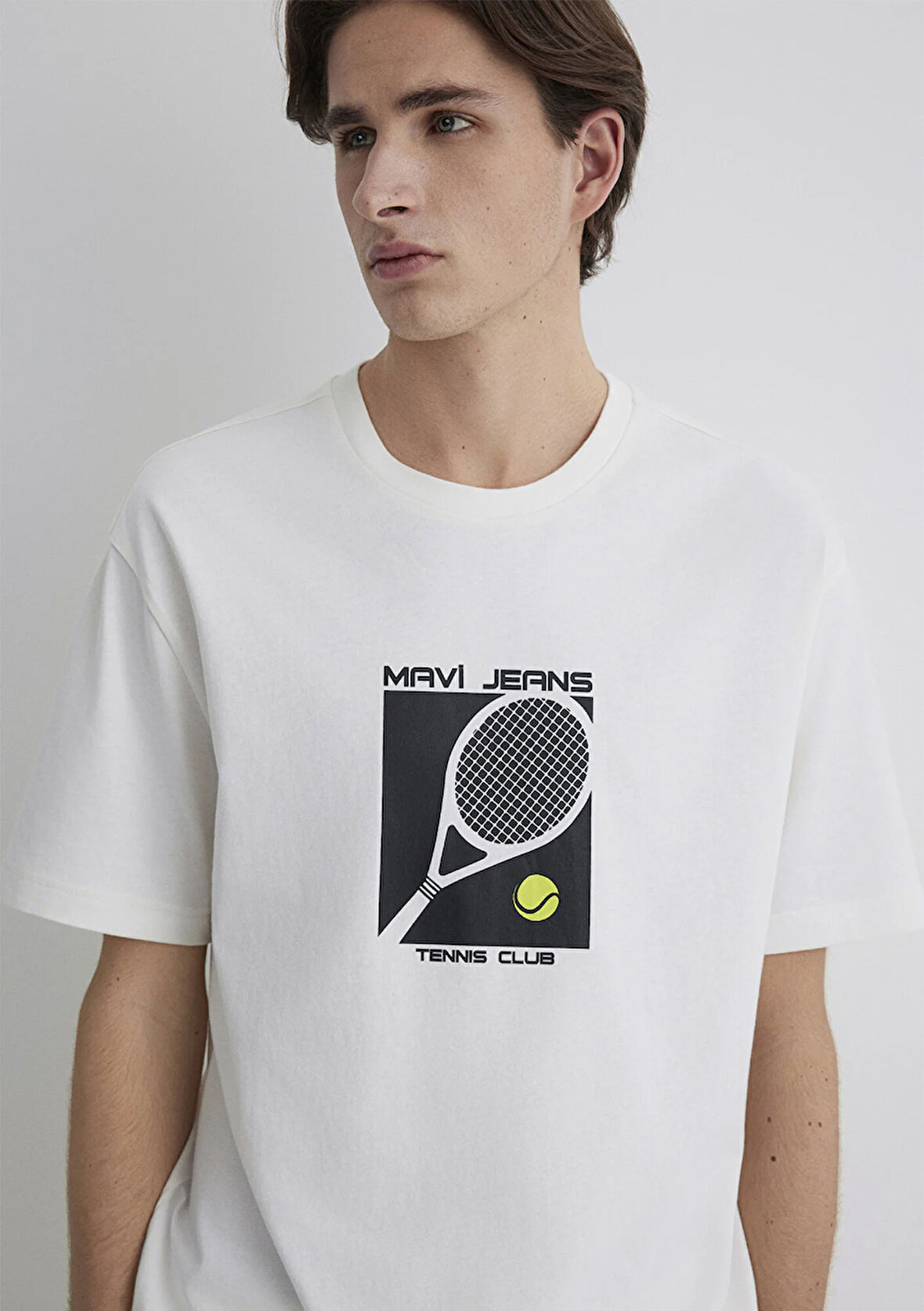 Mavi Tenis Logo Baskılı Ekru Tişört 0612707-70057