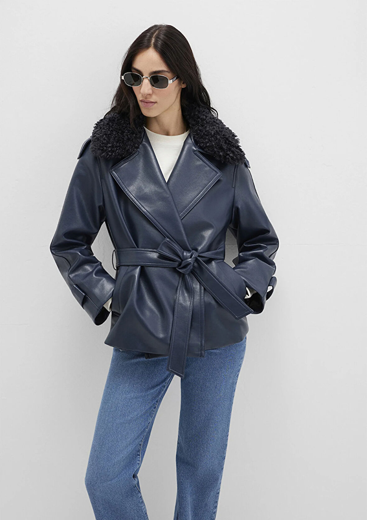 Lacivert Suni Deri Ceket 1110717-87822