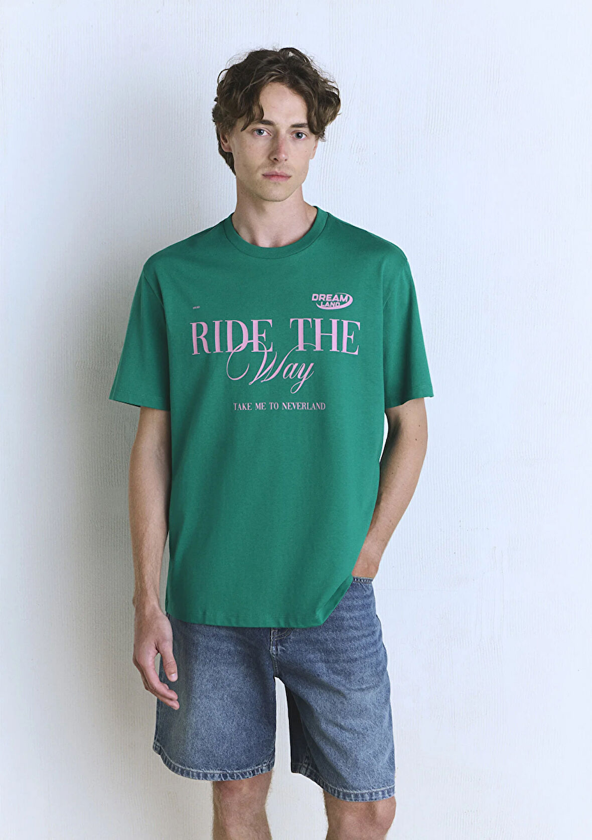 Ride the Way Baskılı Yeşil Forma Tişört 0612781-71877