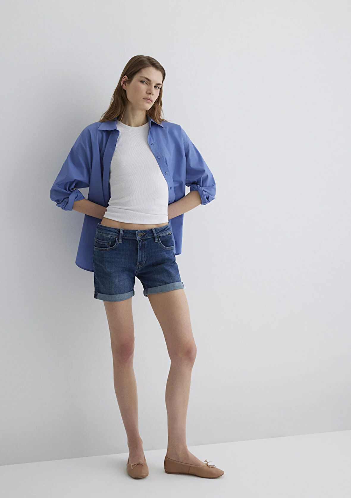 Pixie Casual Koyu Mavi Jean Şort 1437090726