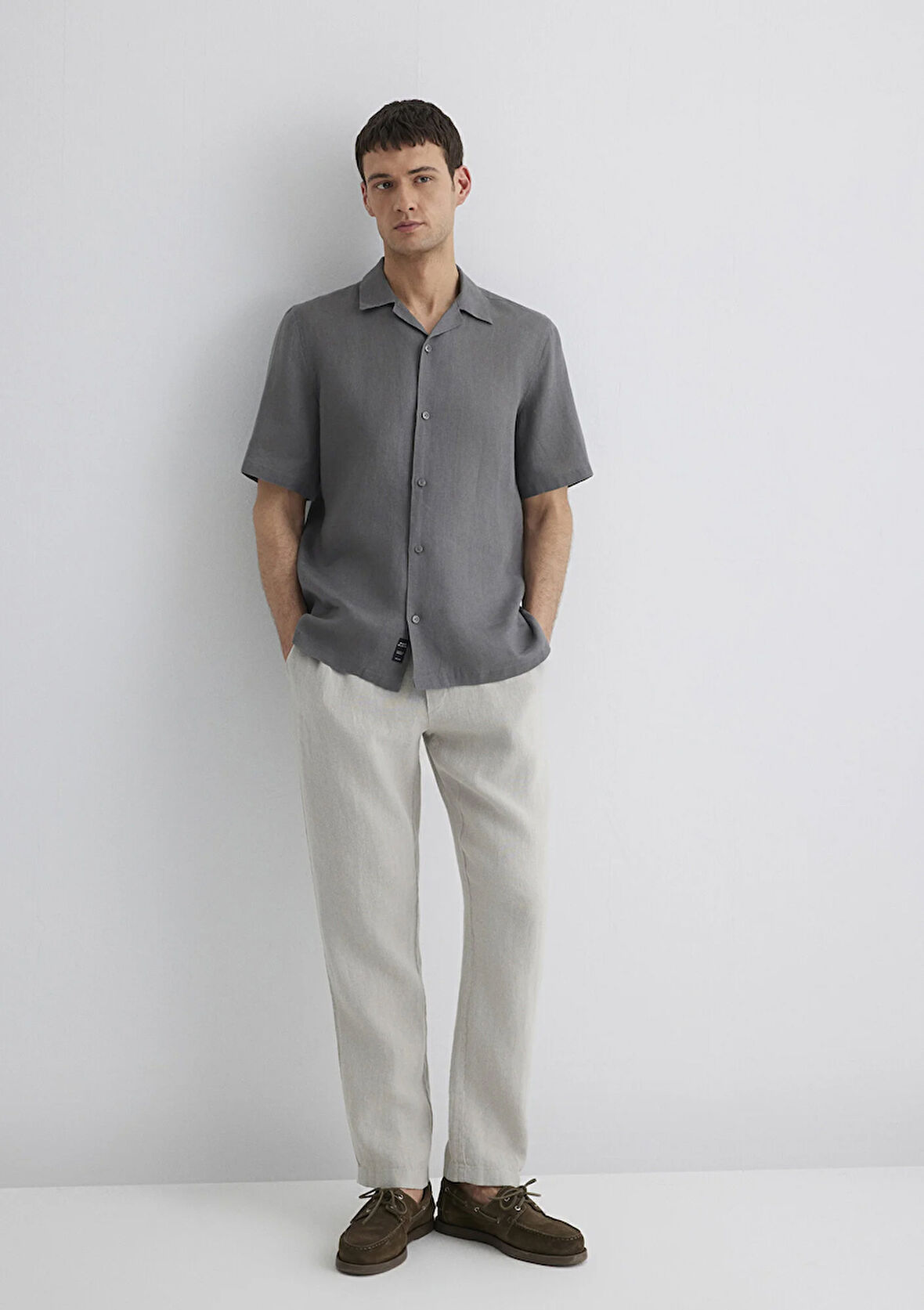 Gri Keten Pantolon 0010358-70080