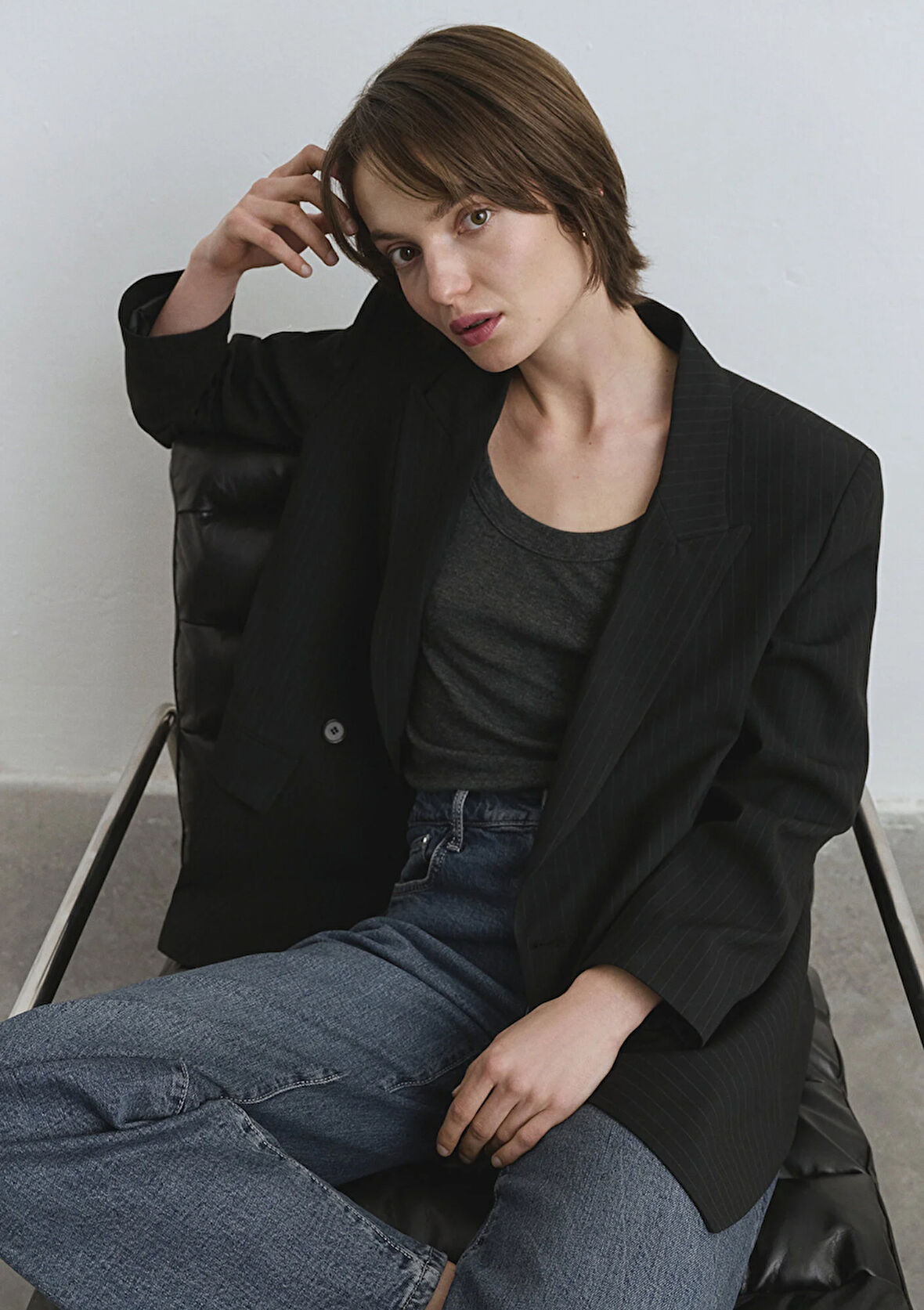 Siyayh Çizgili Blazer 1110519-85353