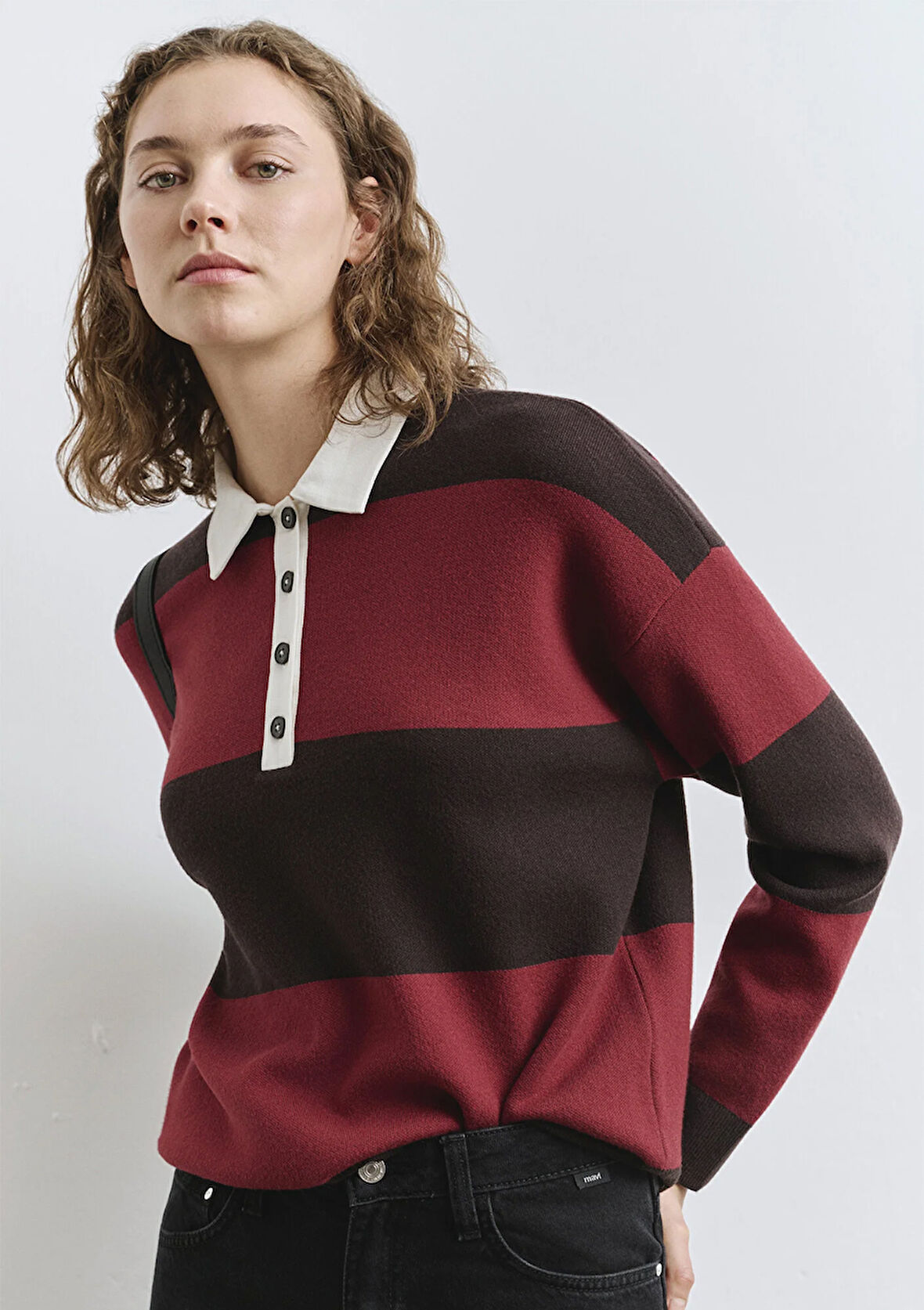 Blok Renkli Bordo Triko Polo 1710708-90695