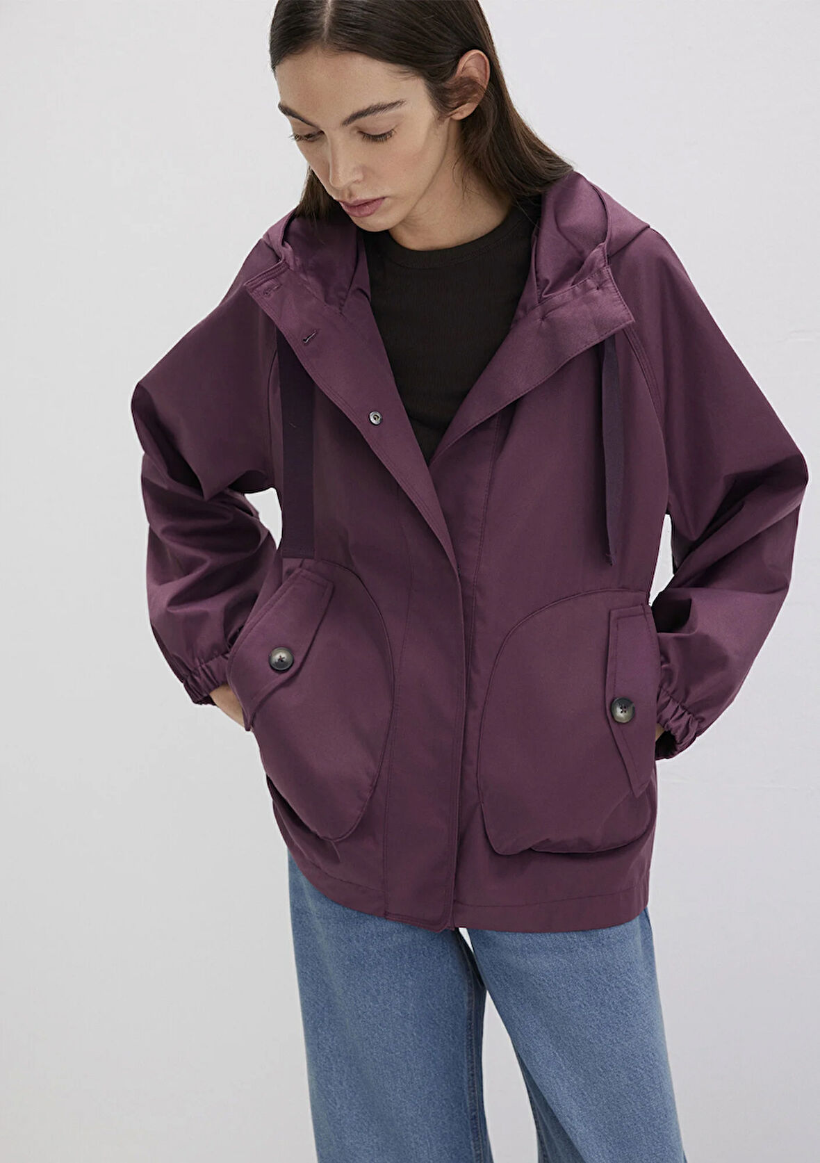 Kapüşonlu Mor Ceket 1110014-70223