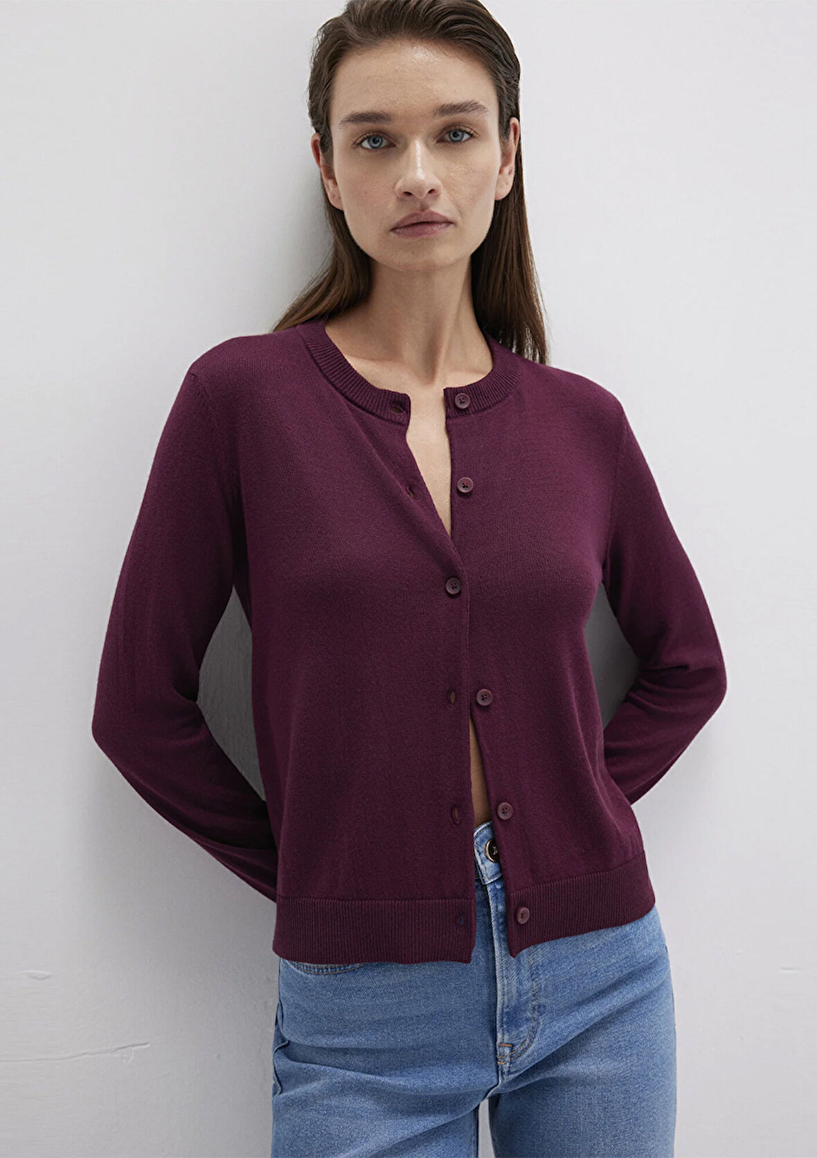 Düğmeli Bordo Hırka 1710713-87830