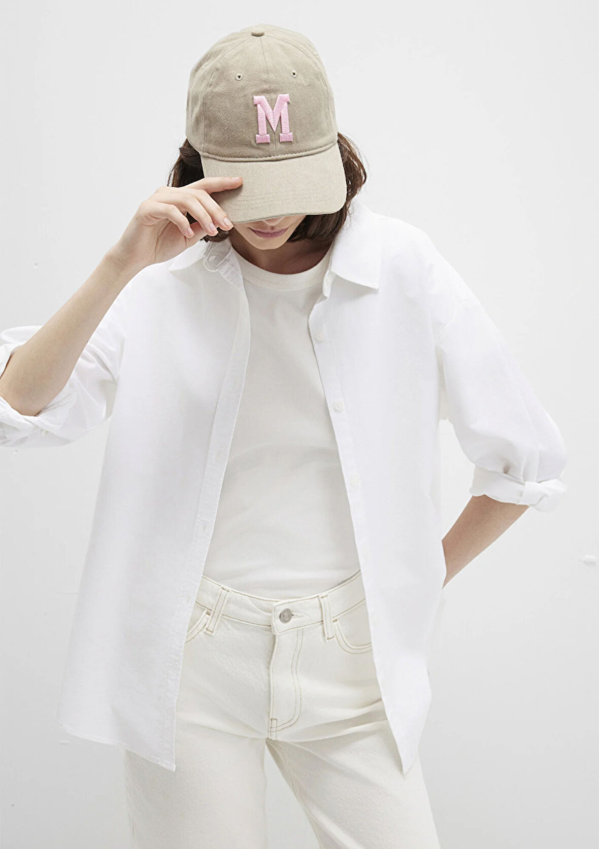 M Nakışlı Bej Şapka 1912255-34056