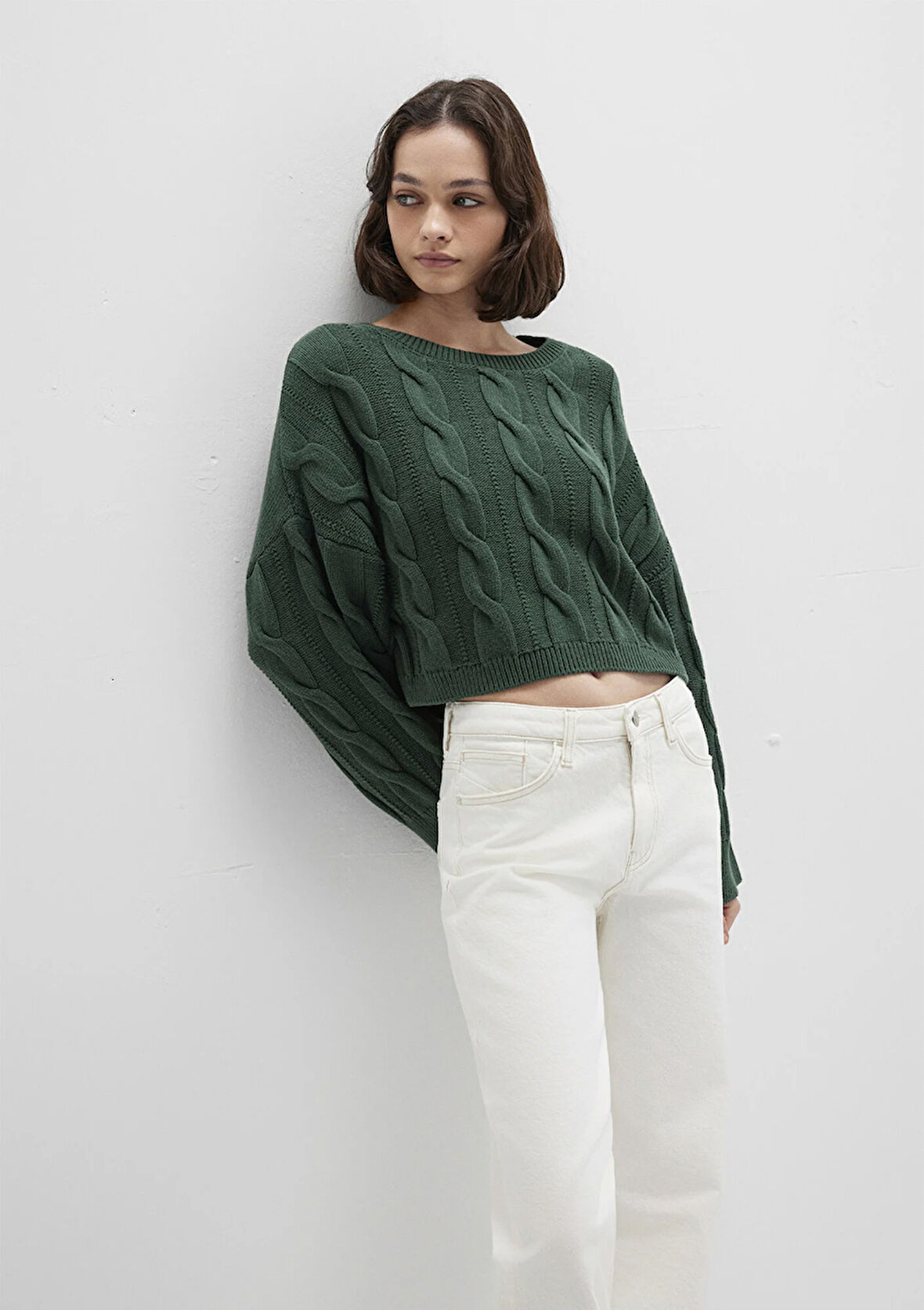 Bisiklet Yaka Yeşil Kazak 1710477-71894