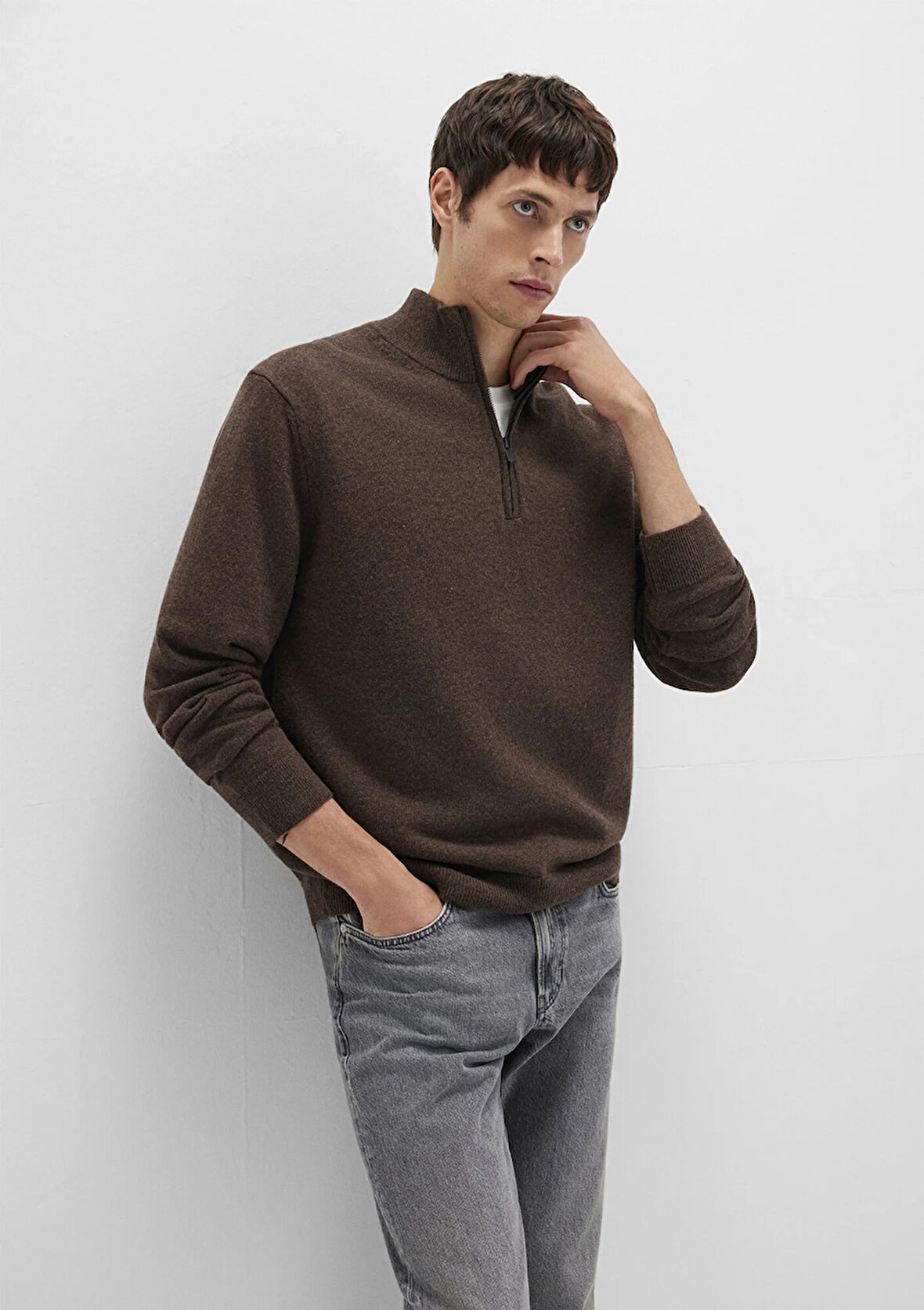 Yün Karışımlı Kahverengi Kazak 0710371-70251