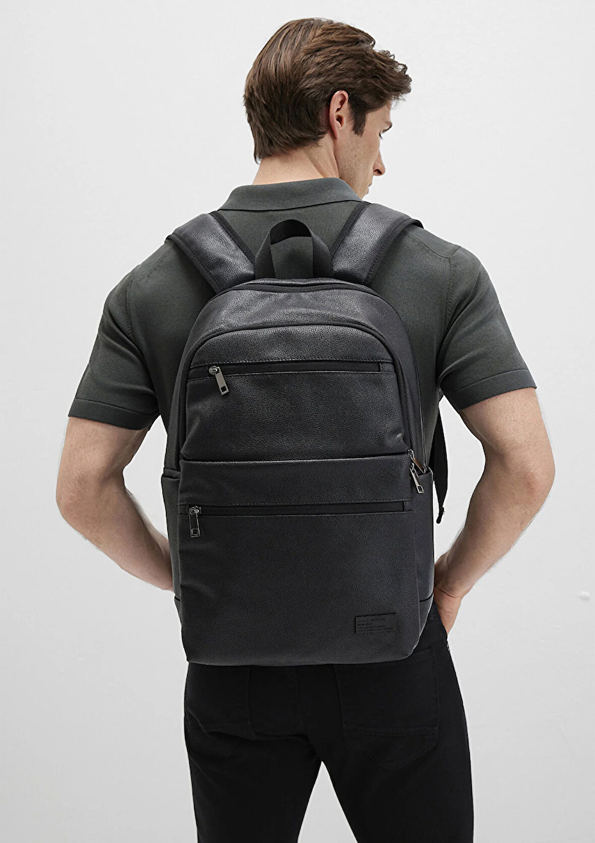 Suni Deri Siyah Sırt Çantası 0911952-900