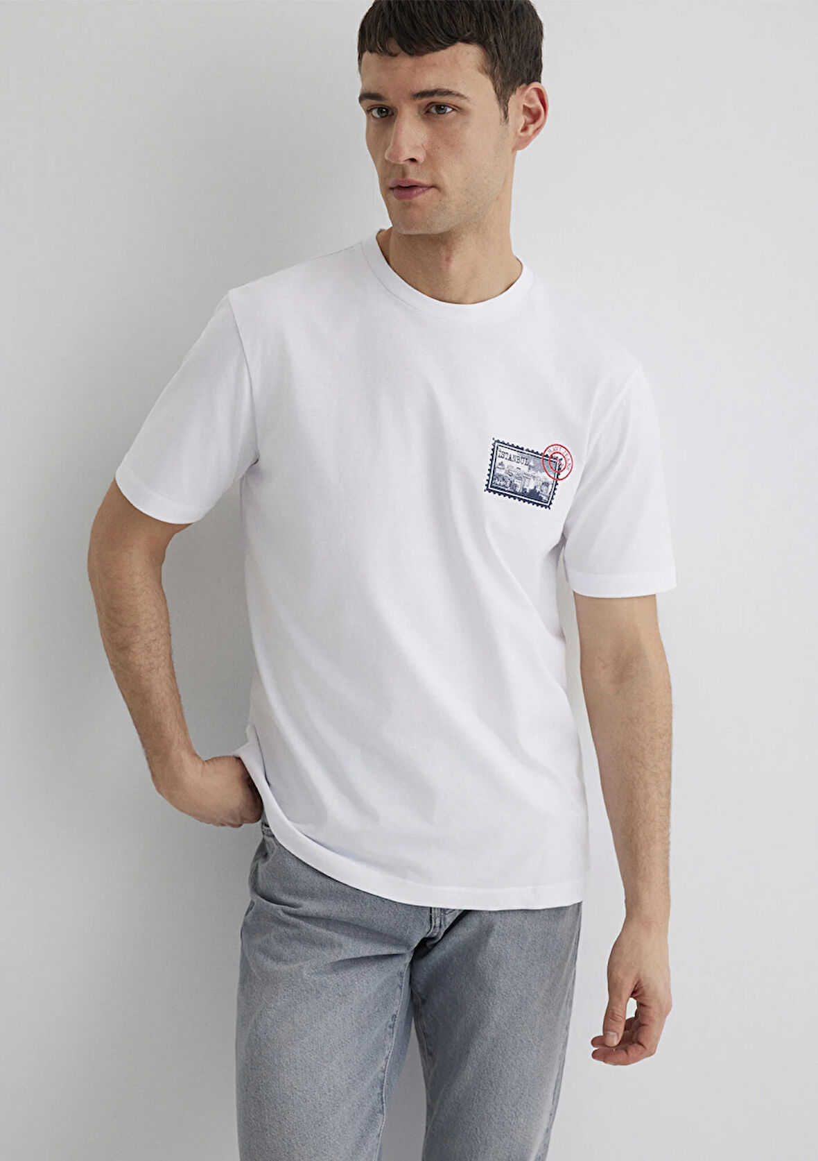 Baskılı Beyaz Tişört 0612998-620