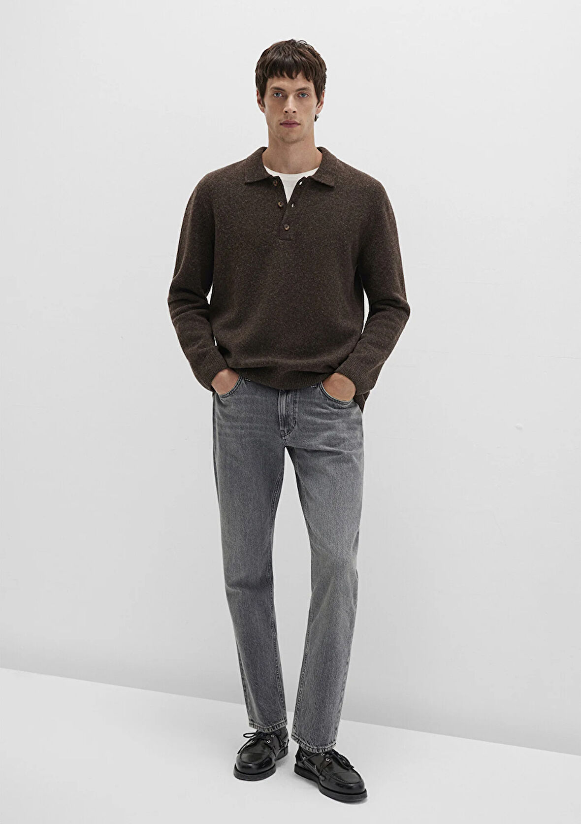 Yün Karışımlı Kahverengi Triko Polo 0710255-70251